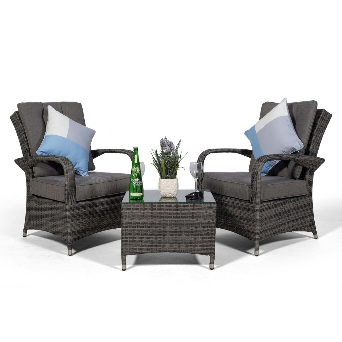 Rackhams Grey Arizona 2 Seat Garden Lounge Chair Set - 1