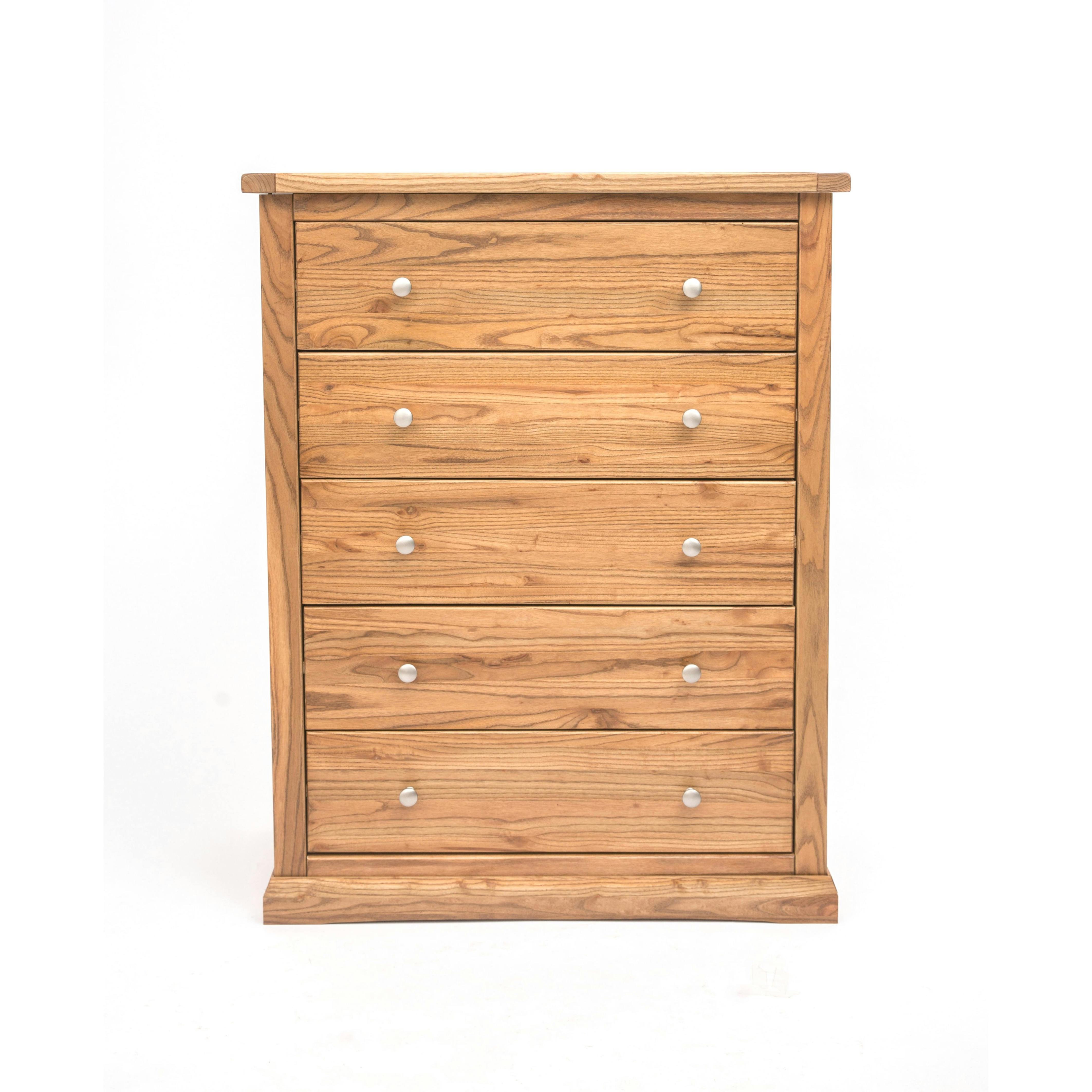 Cabinet Bits Light Salerno 5 Drawer Chest Of Drawers Chrome Knob - Natural