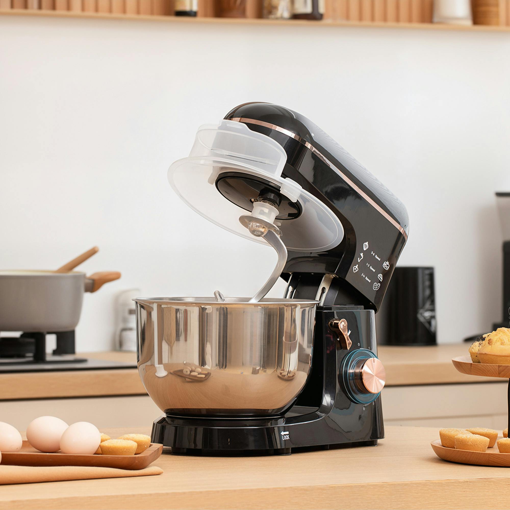 HOMCOM Electric Stand Mixer, 5L Food Mixer with Dough Hook in Black - Image 3