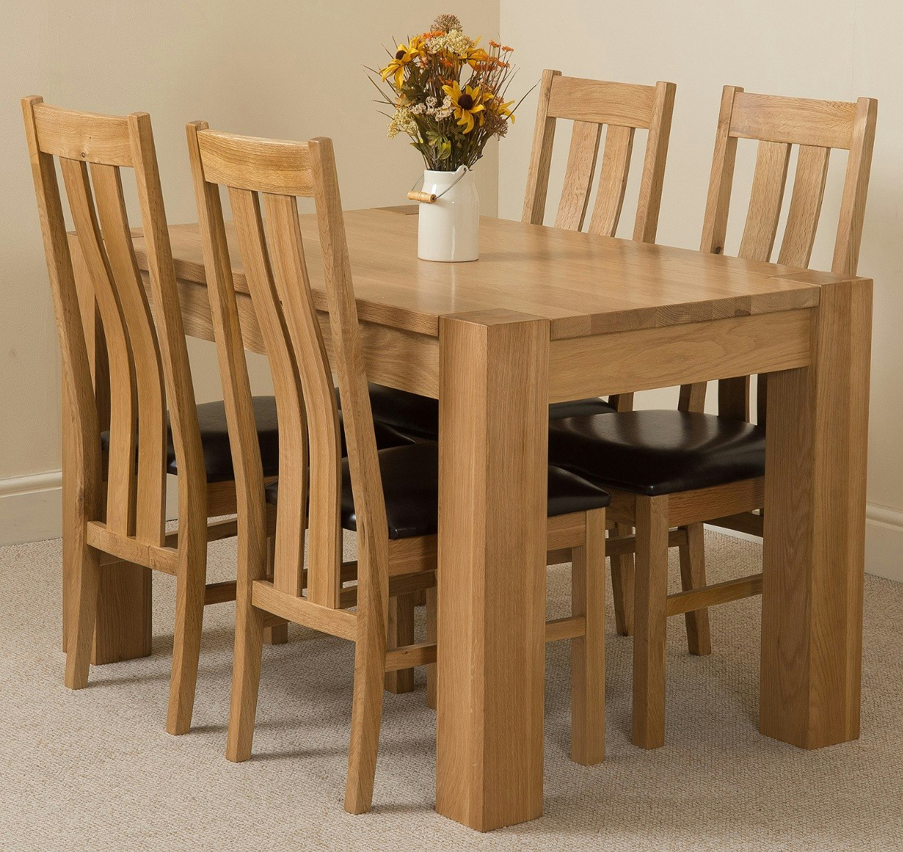 That's Furniture Grain Kuba Oak Dining Table With Princeton Oak Chairs - Natural Oak - 4 Chairs Small
