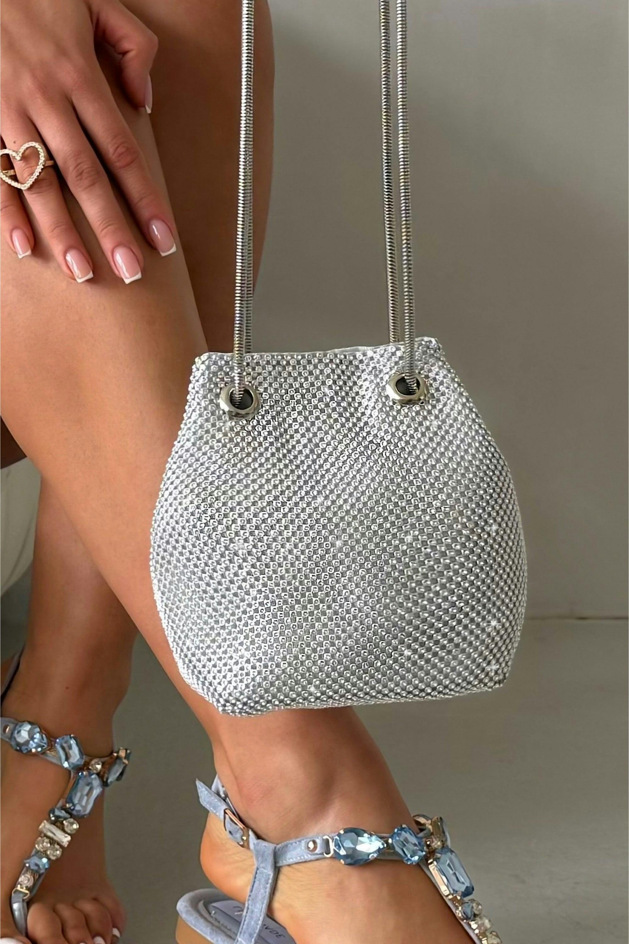 Love Lemonade Silver Crystal Mini Slouch Bag