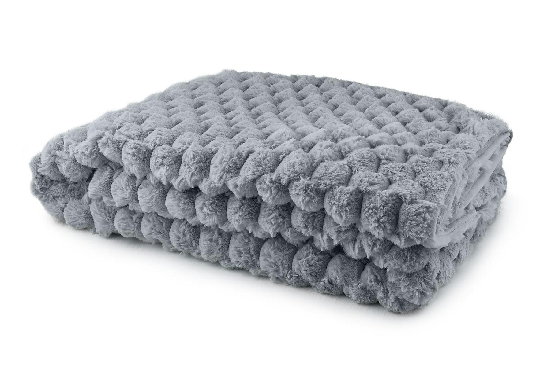 Emma Barclay Lush Faux Rabbit Fur Throw - Charcoal - 140X180cm