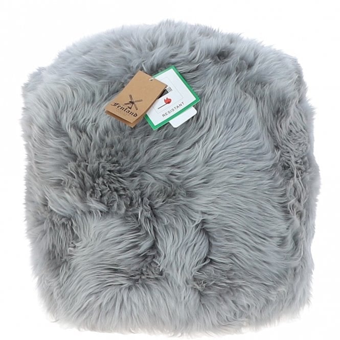 Fenland Grey Sheepskin Pouffe Stool: Ff-Pouffe - Sheepskin - One Size