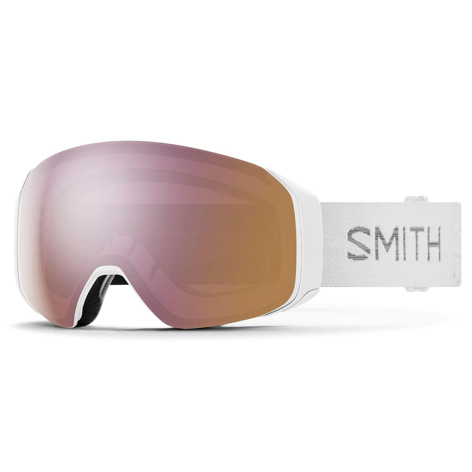 Smith White/Gold Ski Goggles 4D Mag S 0Or M5 Chunky Knit Chromapop Everyday Rose Mirror & Cp Storm Rose Flash