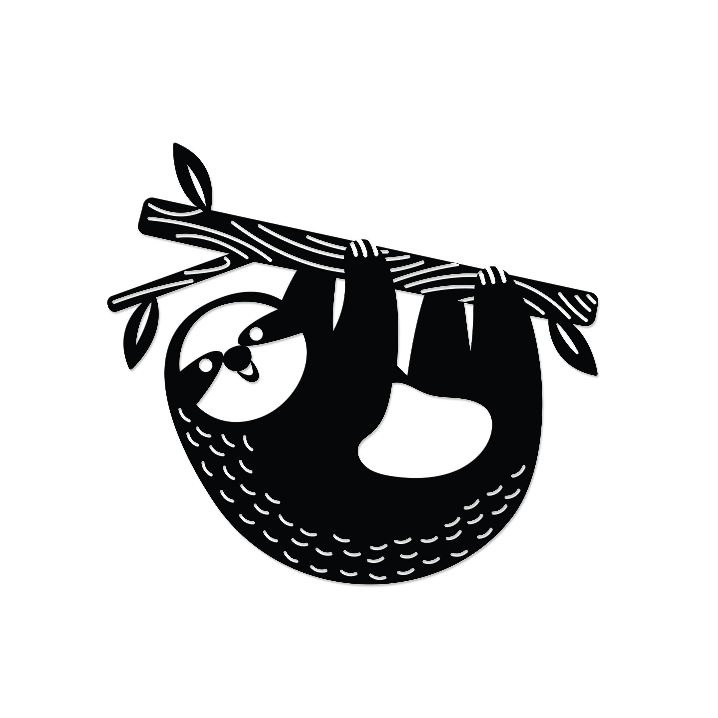 Rackhams Black Modern Metal Wall Art Slothy Home Ornament Decorative Minimalist Design Hanging Wall Sculpture, - Metal