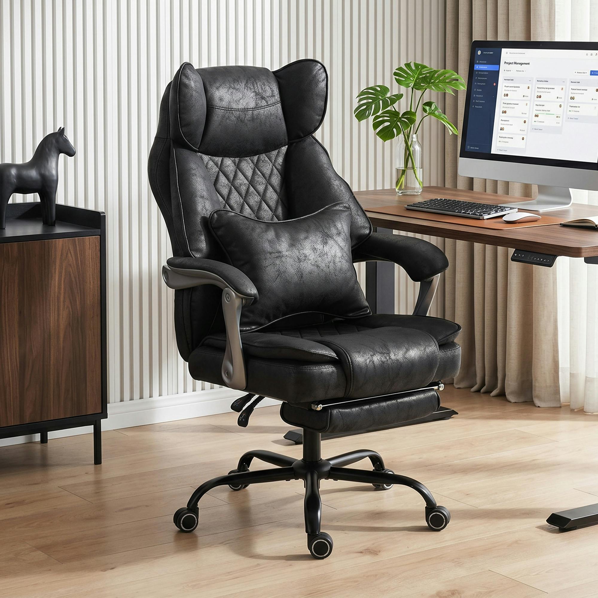 Rackhams Black Big And Tall Office Chair With Lumbar Support