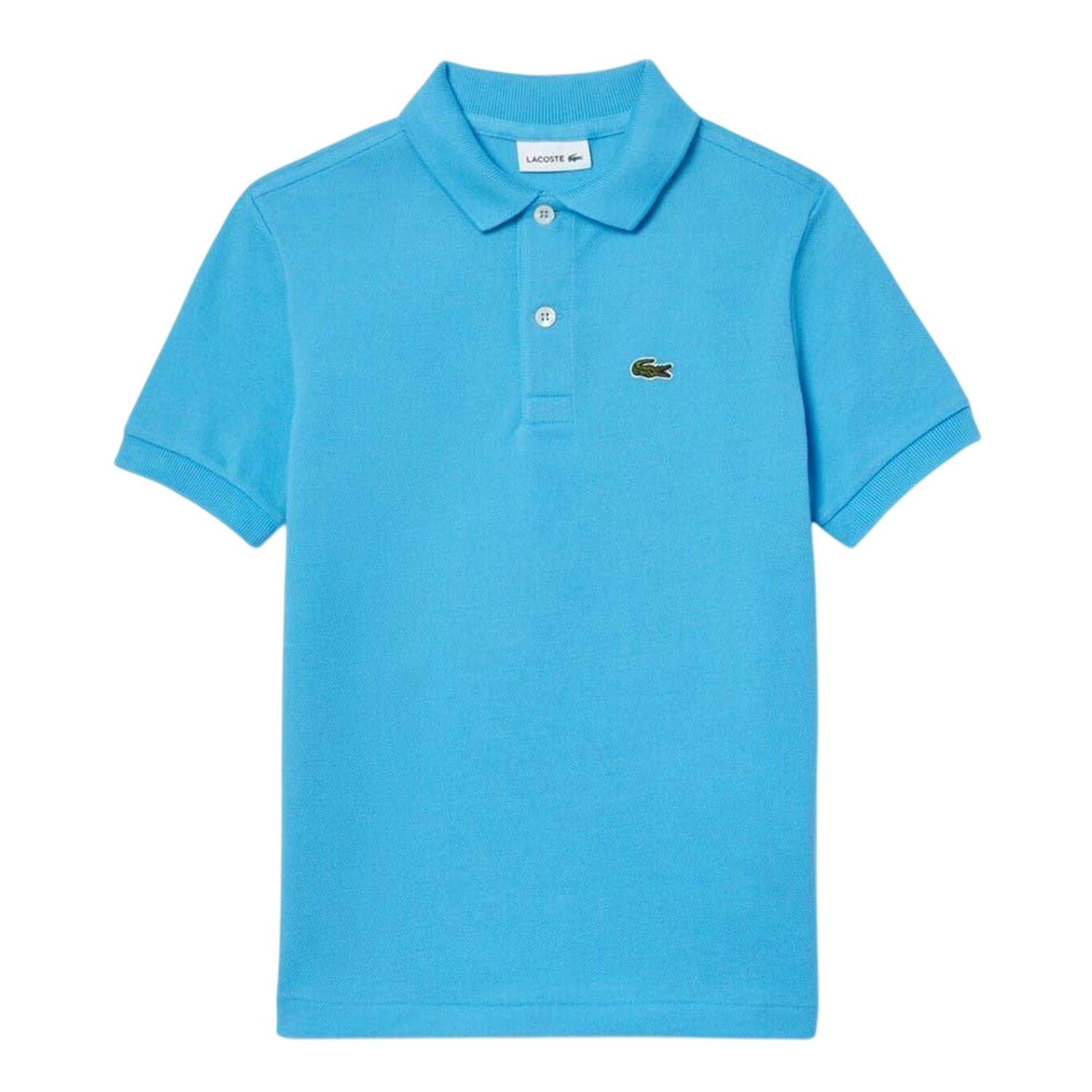 Lacoste Boys Blue Pique Polo Shirt - Aqua - 10 Years - Aqua - 100% Mixed