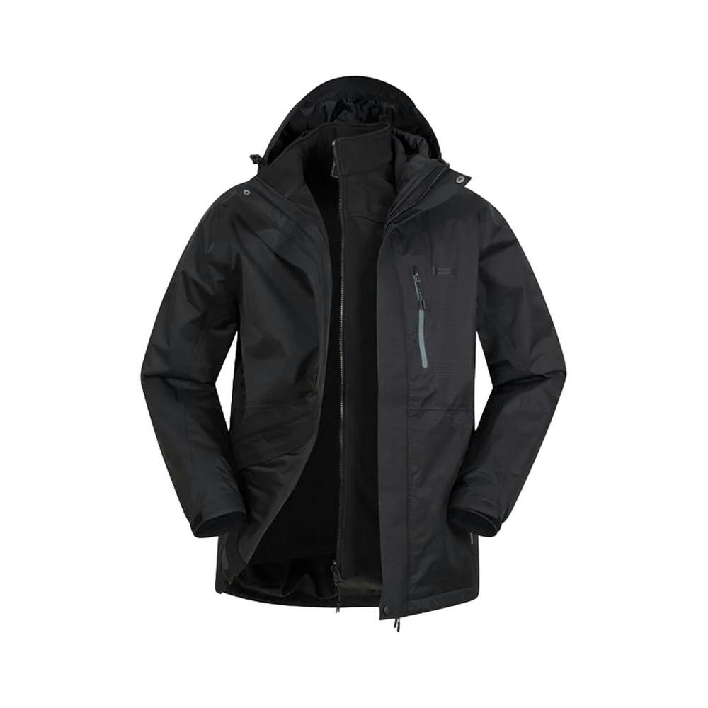 Mountain Warehouse Men's Black Bracken Extreme 3 In 1 Waterproof Jacket - L - 96% Polyester/4% Elastane