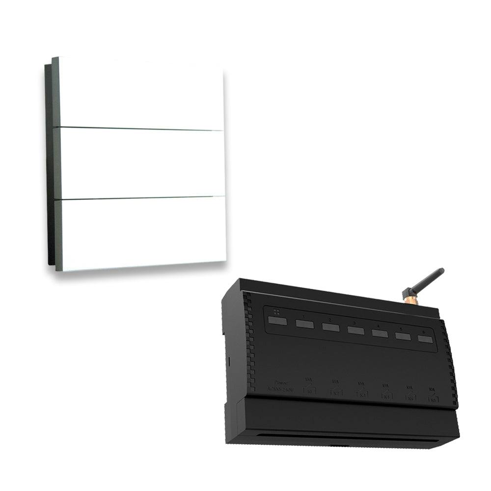 Ener-J 6 Gang Wireless Kinetic Switch, On/Off Wall Switch + 6 Circuit Rf Wifi Receiver Max Load 16Ax2 + 10Ax4, 6 Circuits