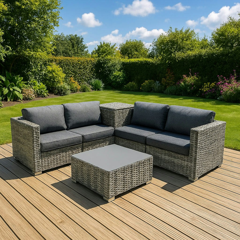 Rackhams Grey Marielle Rattan Modular 6 Piece Furniture Set –