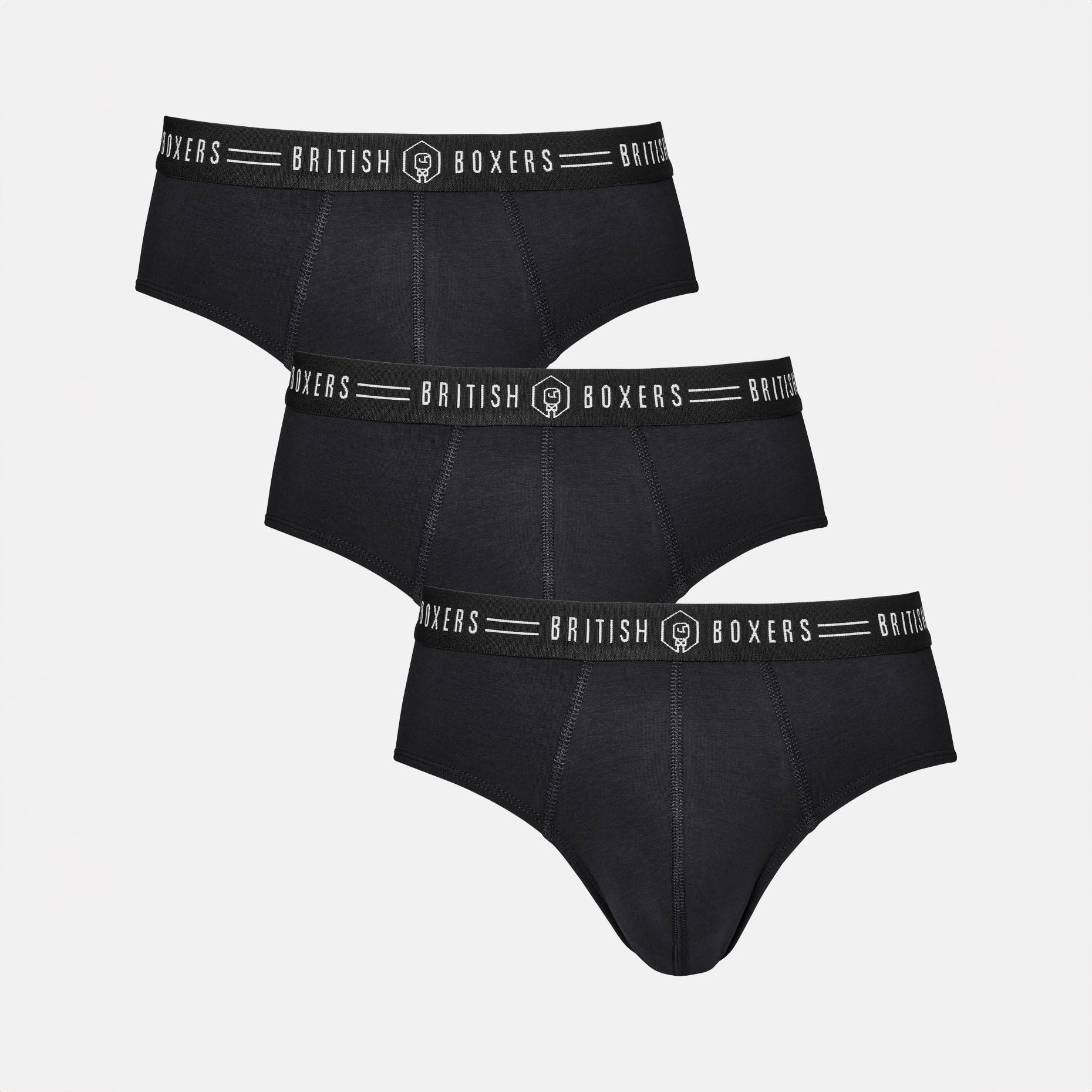 British Boxers Men's Black Three-Pack Briefs - Kohl - Large