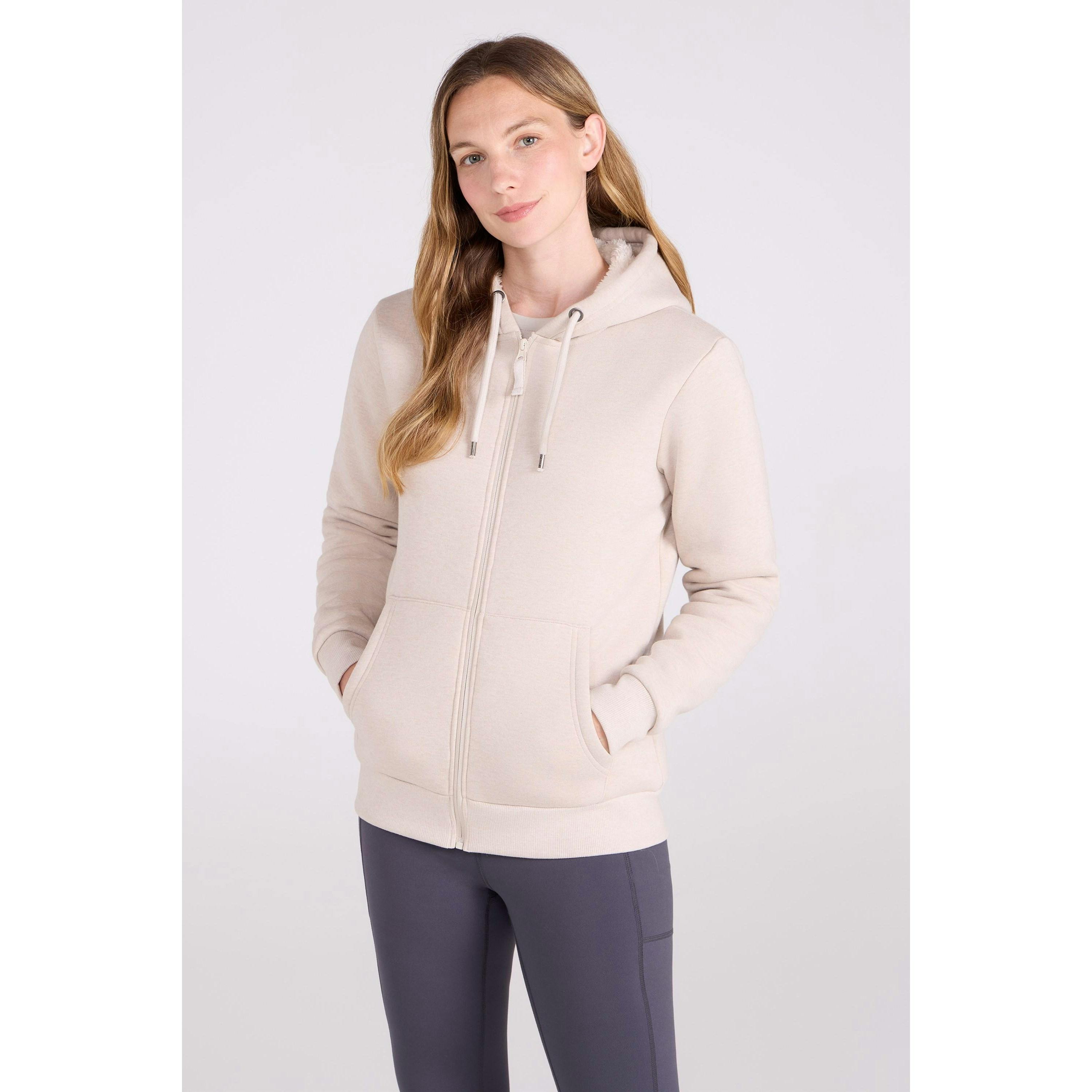 Mountain Warehouse Women's Light/Beige Dalton Sherpa Lined Full Zip Hoodie - 20 Uk