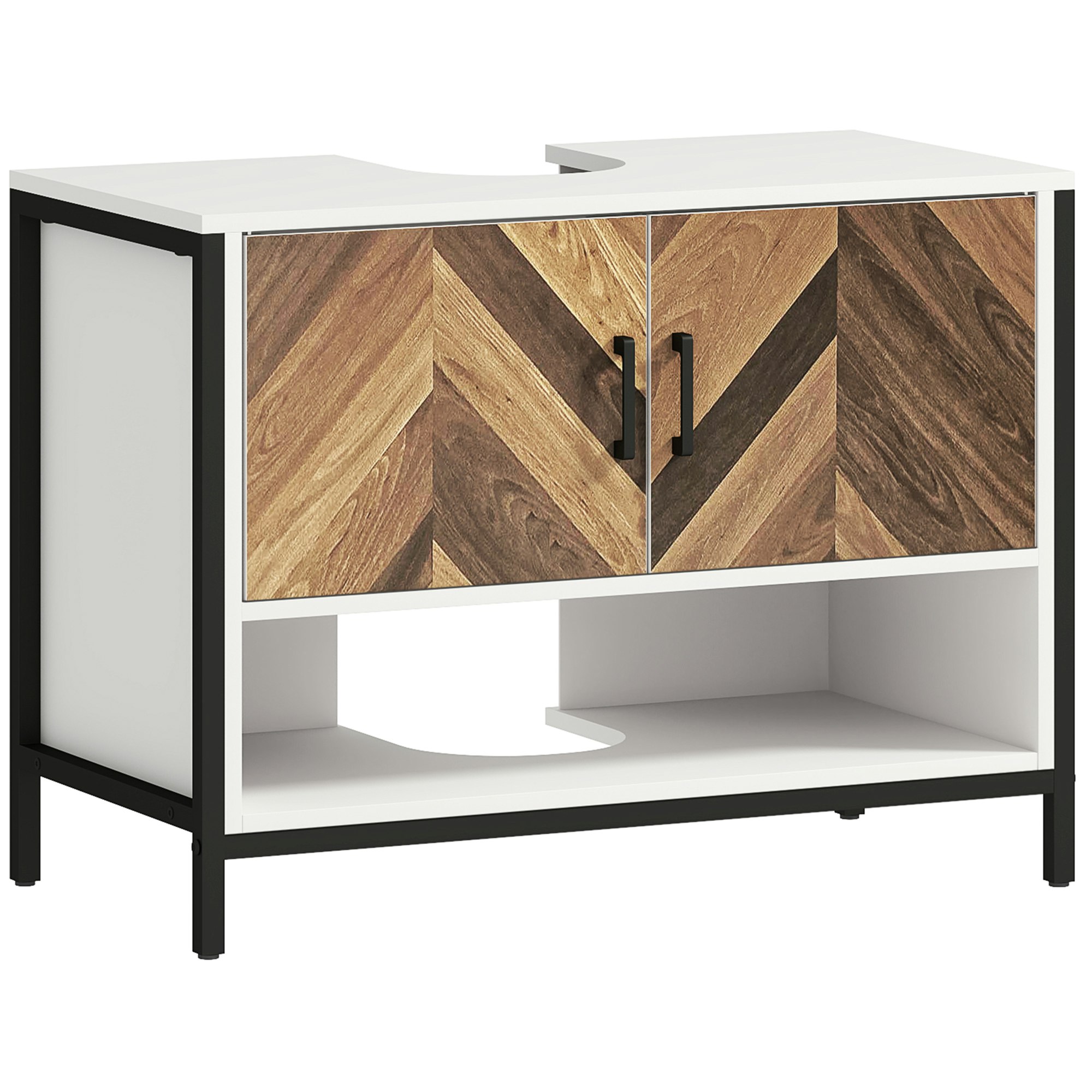 Homcom Cream Bathroom Under Sink Cabinet For Basin With Or Without Pedestal