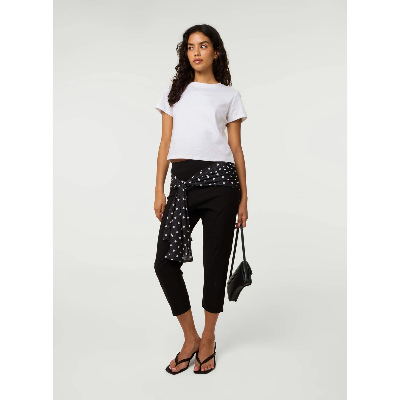 Pink Vanilla Pink/Black Vanilla Mesh Polka Dot Tie Capri Trousers - M-L