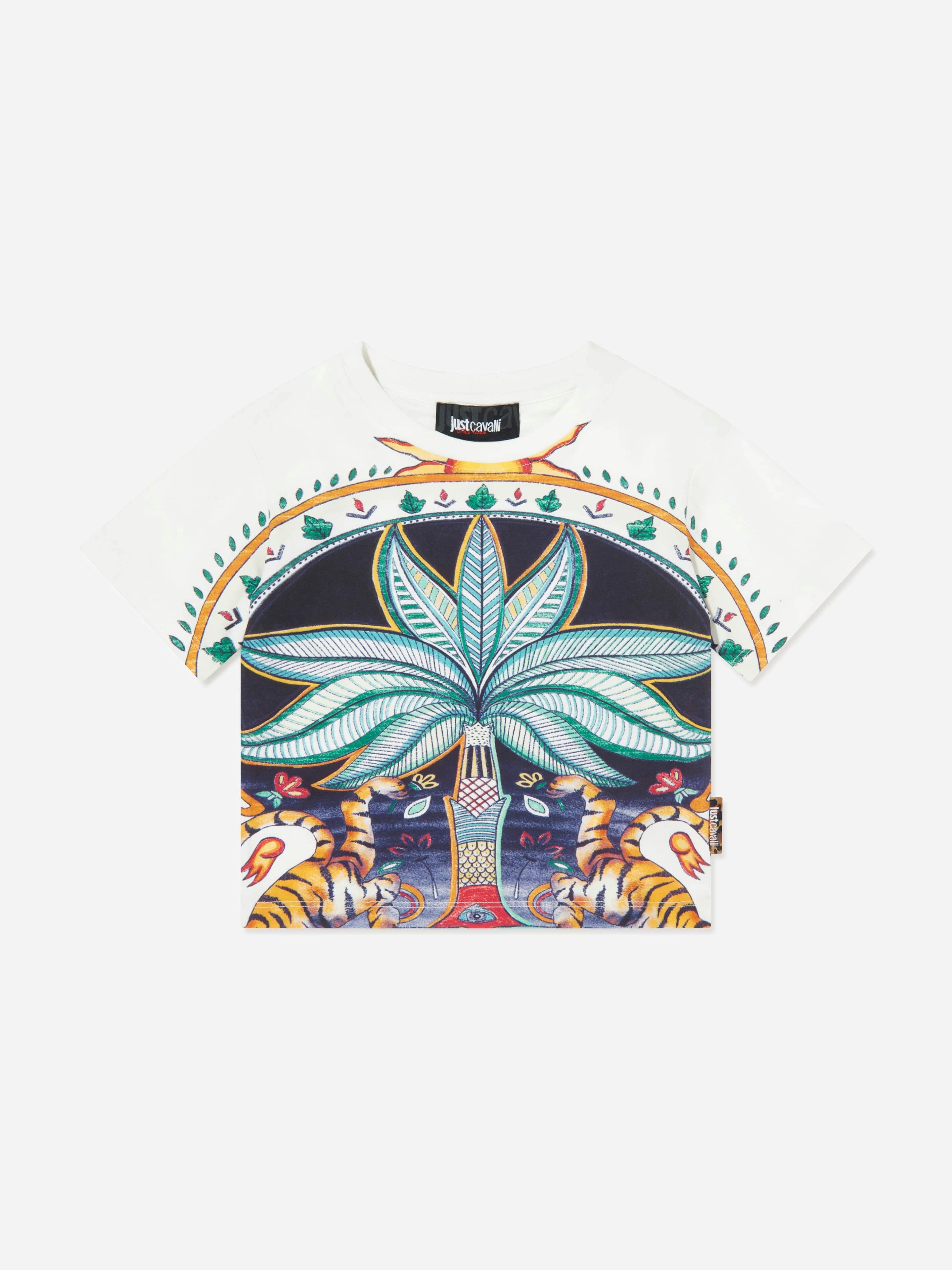 Just Cavalli Unisex Kids Kids India Digital Parad T-Shirt In Multicolour - Multicoloured - 5 Yrs