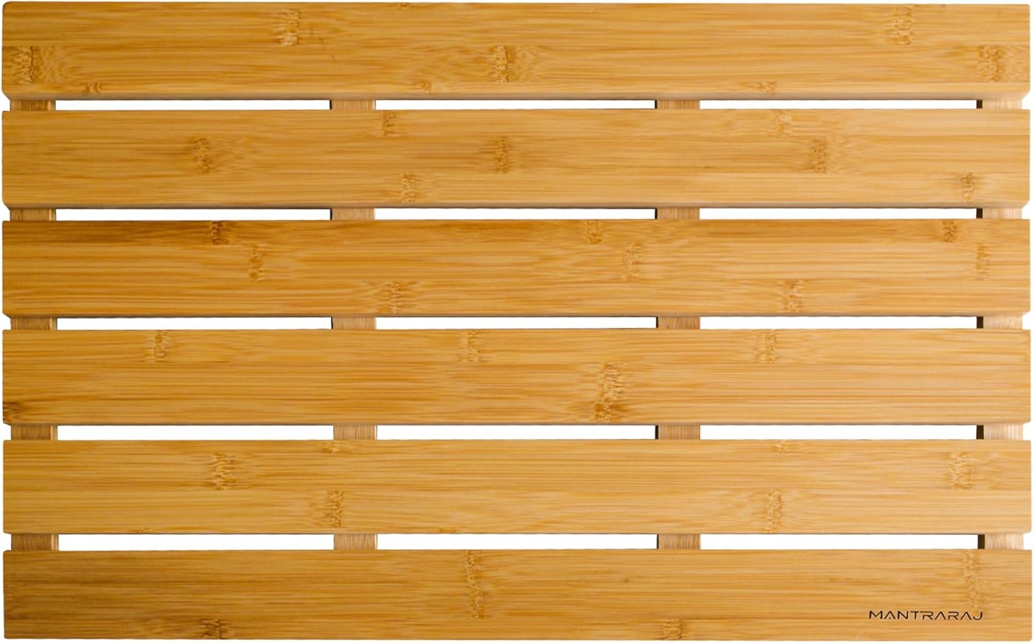 Rackhams Brown Bamboo Bathroom Duckboard Board Bath Shower For Bathroom Showers Bathtubs Floors Anti Slip Bath Mat - 1 - Natural - Bamboo