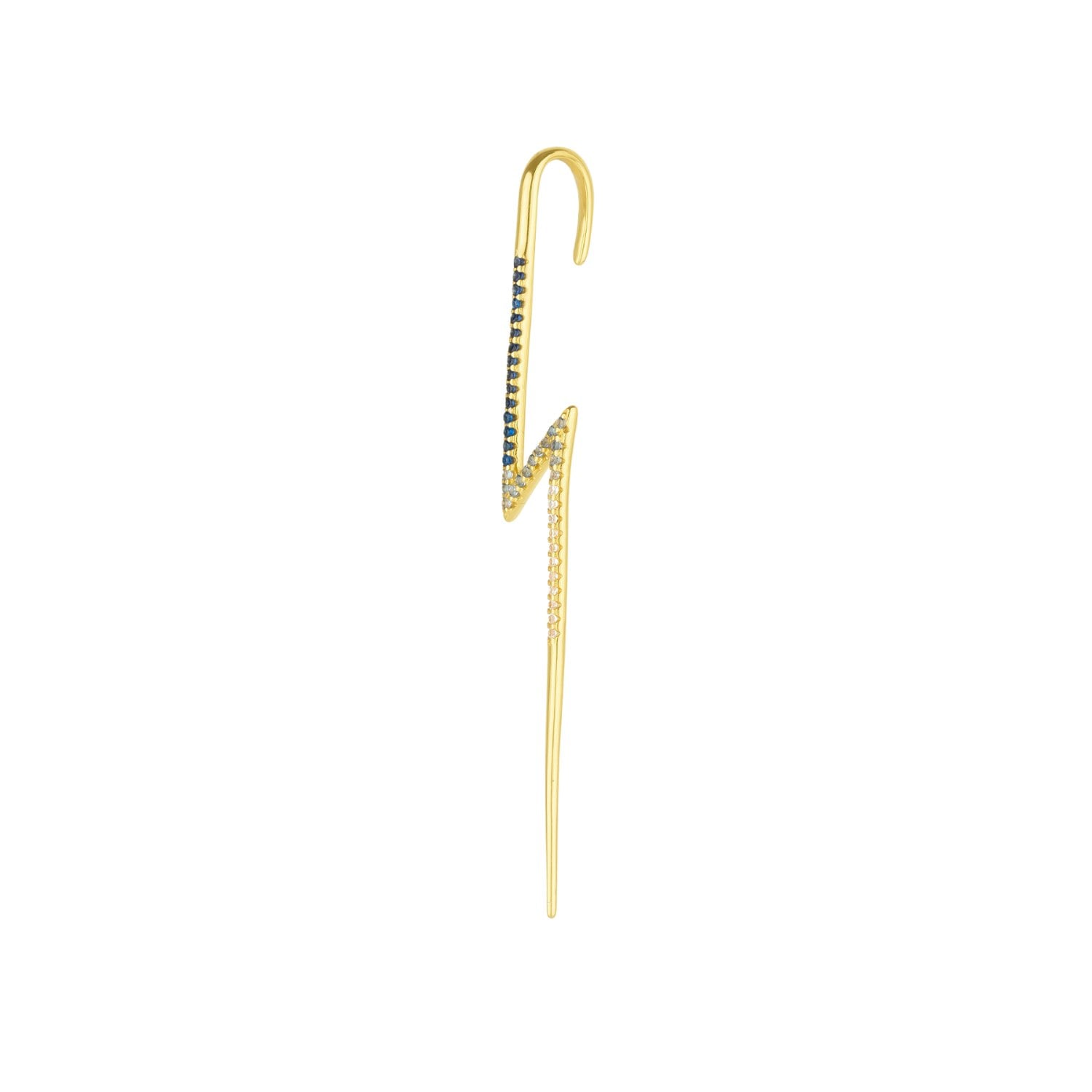 Spero London Silver/Gold True Lightning Gemstones Sterling Bolt Ear Crawler