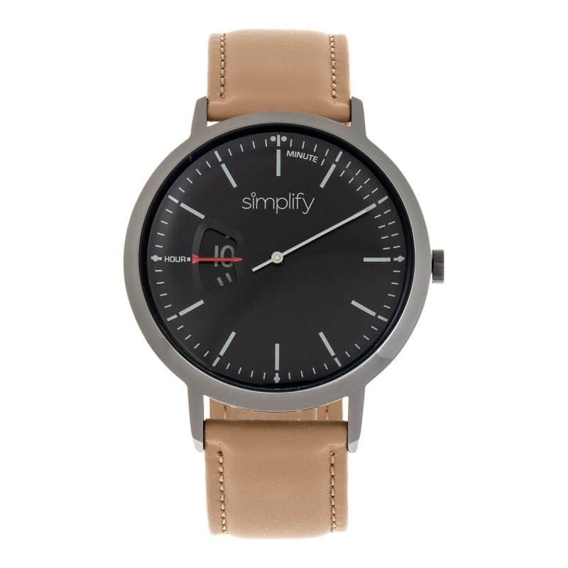 Simplify Beige/Black The 6500 Leather-Band Watch