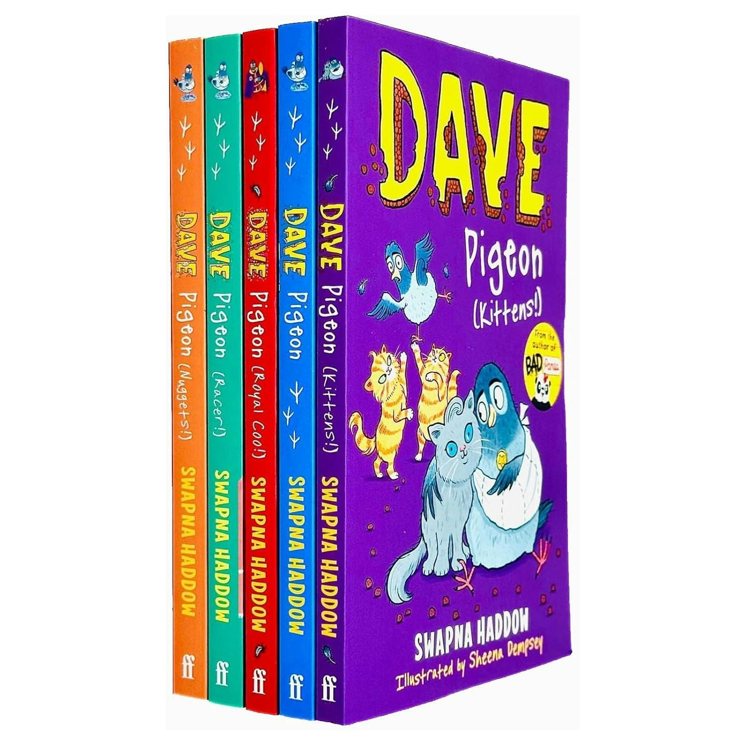 Faber & Faber Dave Pigeon 5 Book Set By Swapna Haddow (Dave Pigeon, Nuggets, Racer, Royal Coo! & Kittens!)