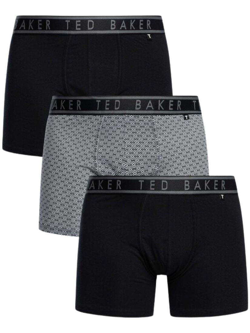 Ted Baker Black 3-Pack Geo Print Boxer Briefs, - S