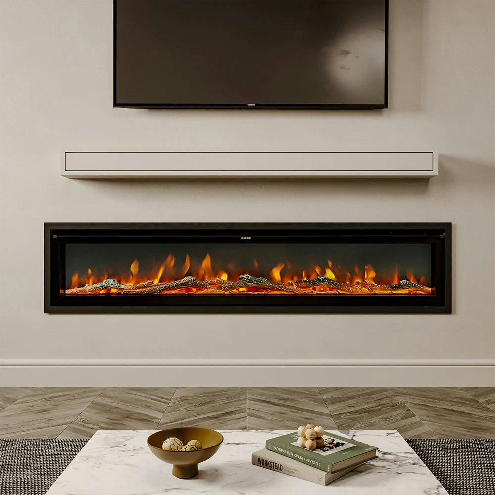 Living And Home Black 70/80 Inch Electric Fireplace With Remote 9 Flame Colours Freestanding Fireplaces - 80 Inch