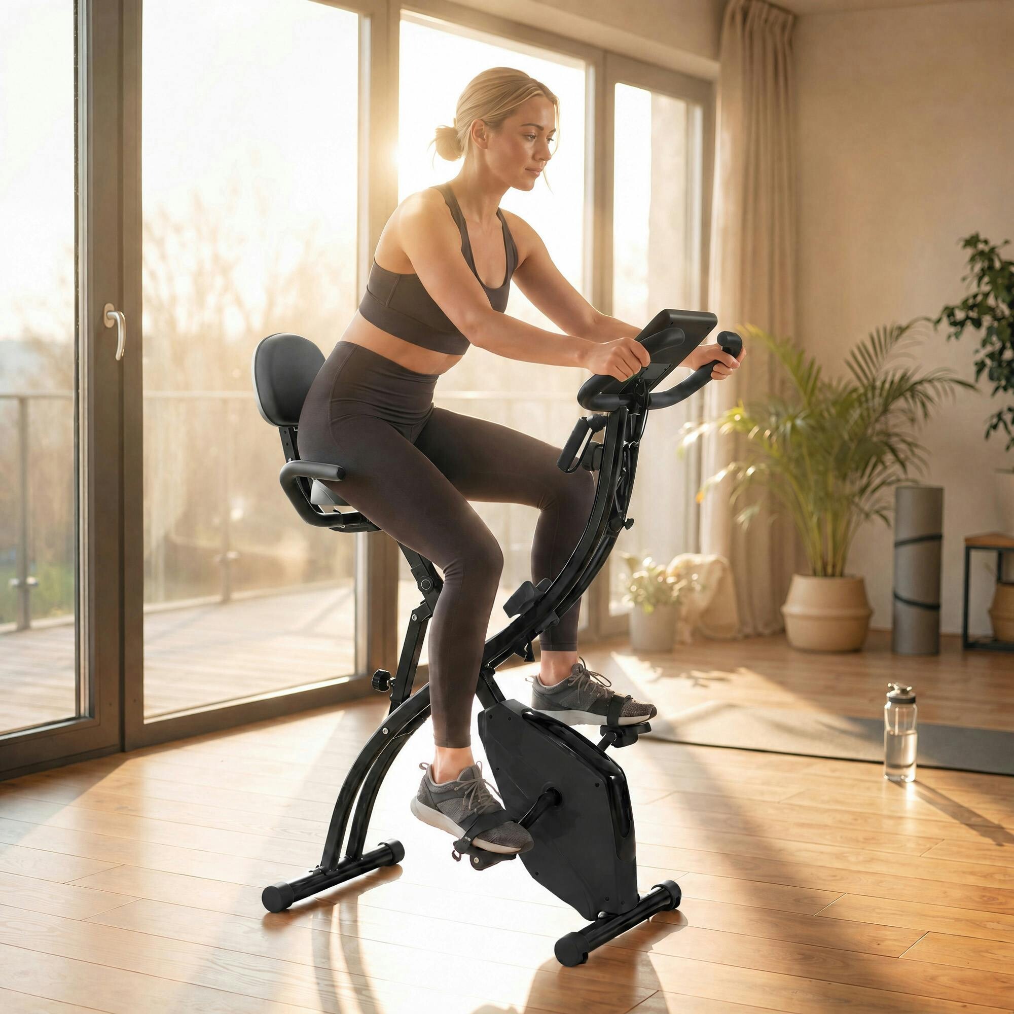 Homcom Black 2-In-1 Foldable Exercise Bike Recumbent Stationary Bike 8-Level Adjustable Magnetic Resistance With Pulse Sensor Lcd Display - Image 3