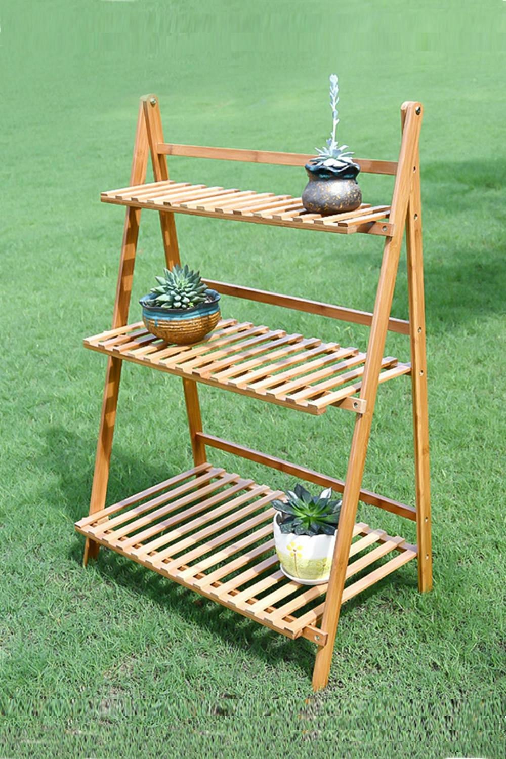 Living And Home Brown 3 Tier Bojorquez Multi Tiered Plant Stand