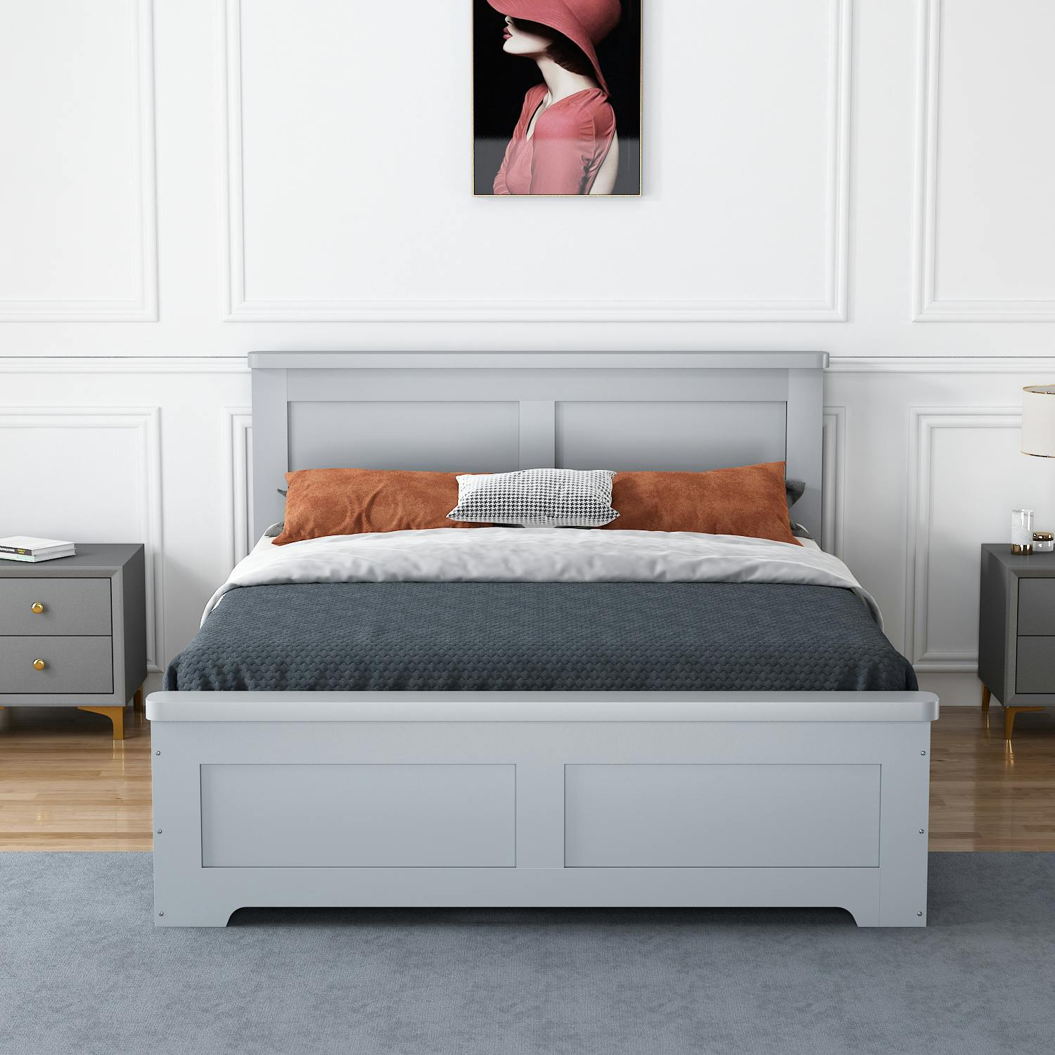 Rackhams Grey Conway Four Drawer 5Ft King Size Storage Bed Frame - 5Ft - Pine/Mdf