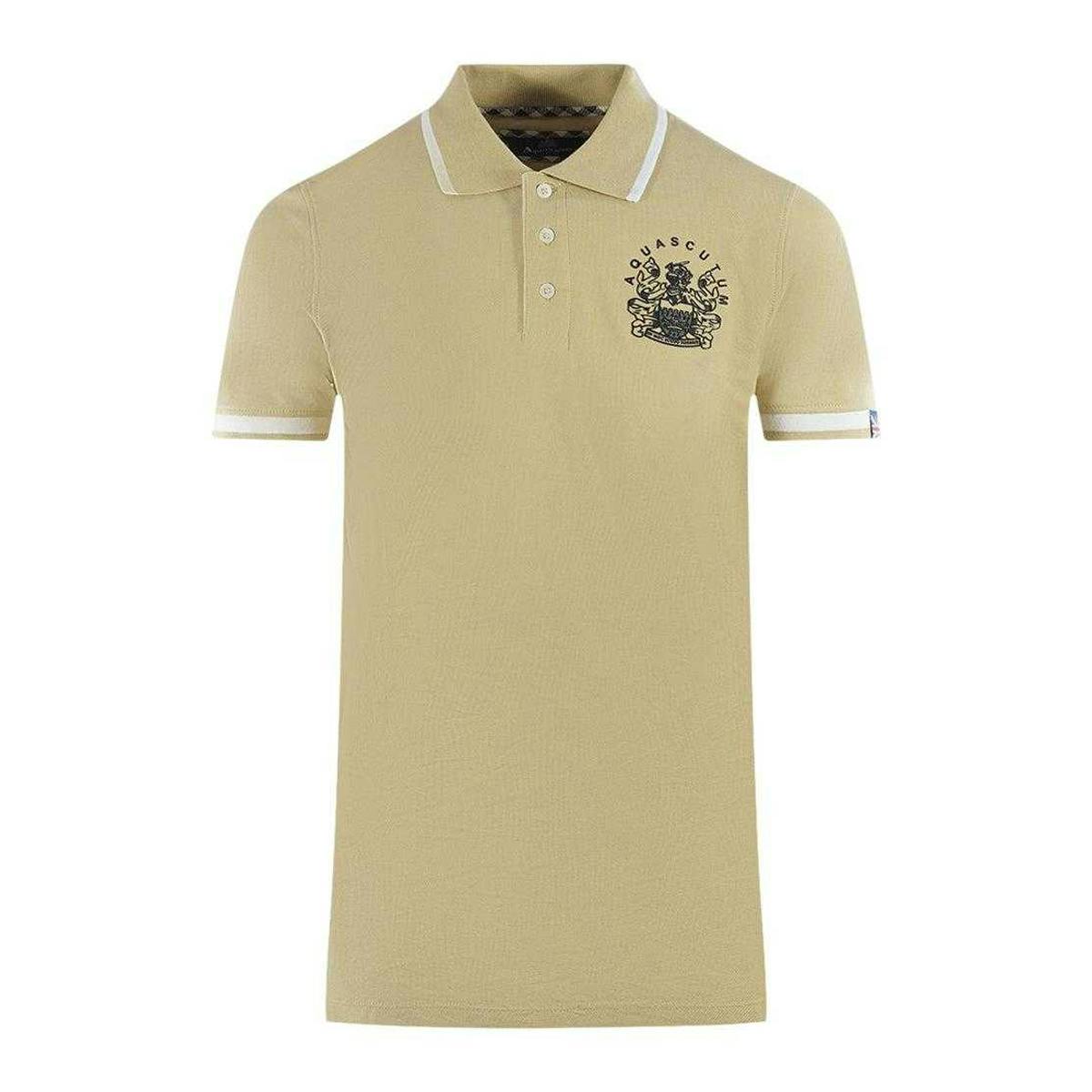 Aquascutum Unisex Beige Adult Aldis Tipped Polo Shirt - M