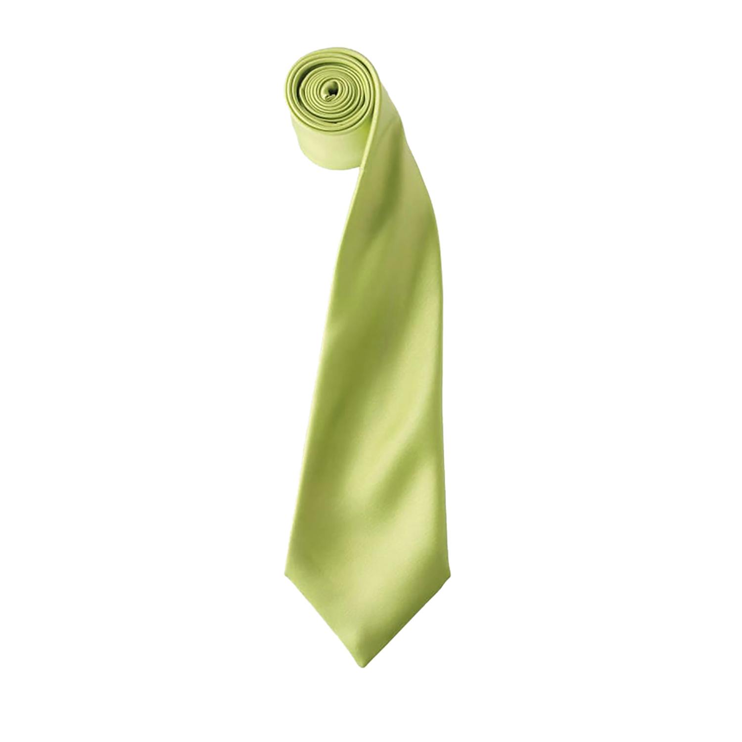 Premier Mens Plain Satin Tie (Narrow Blade) (Pack of 2) (Lime) - Green - One Size - Image 3