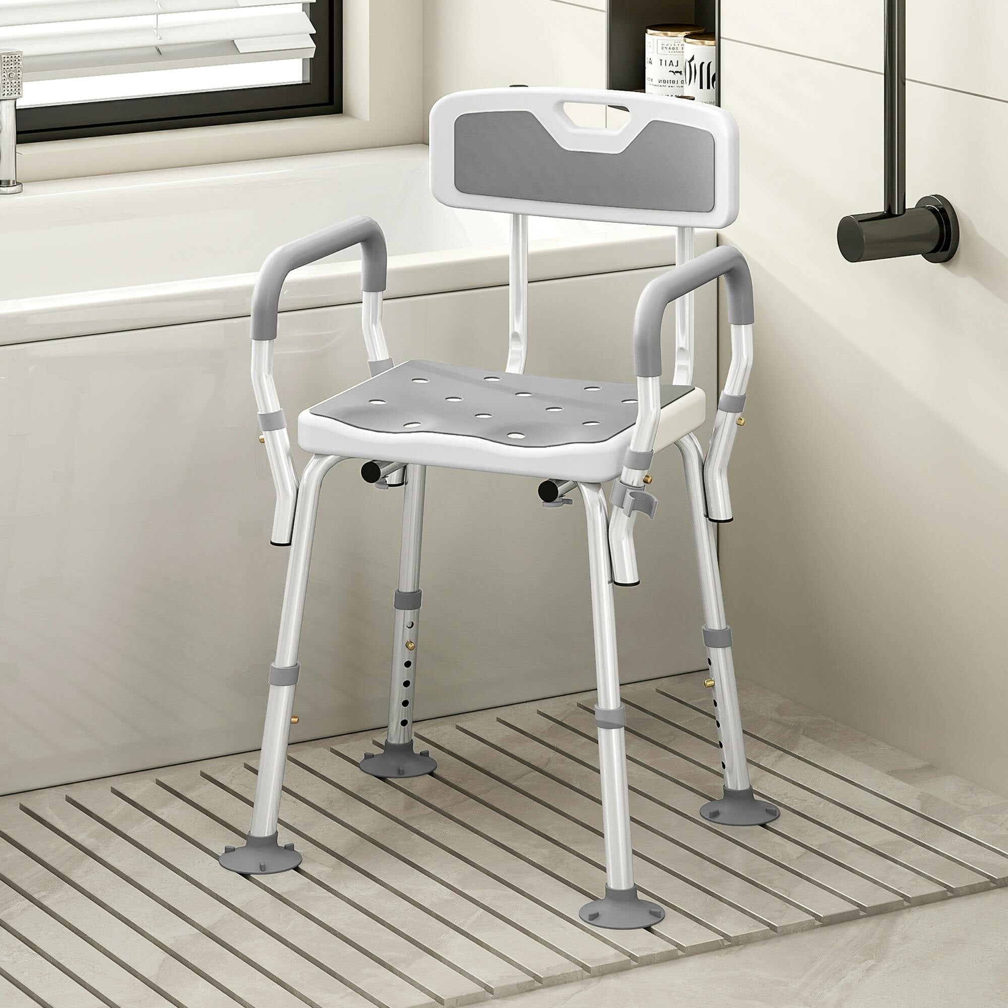 Shower Chair 136kg Adjustable Back Arms Padded Bath Seat Non Slip - Image 4