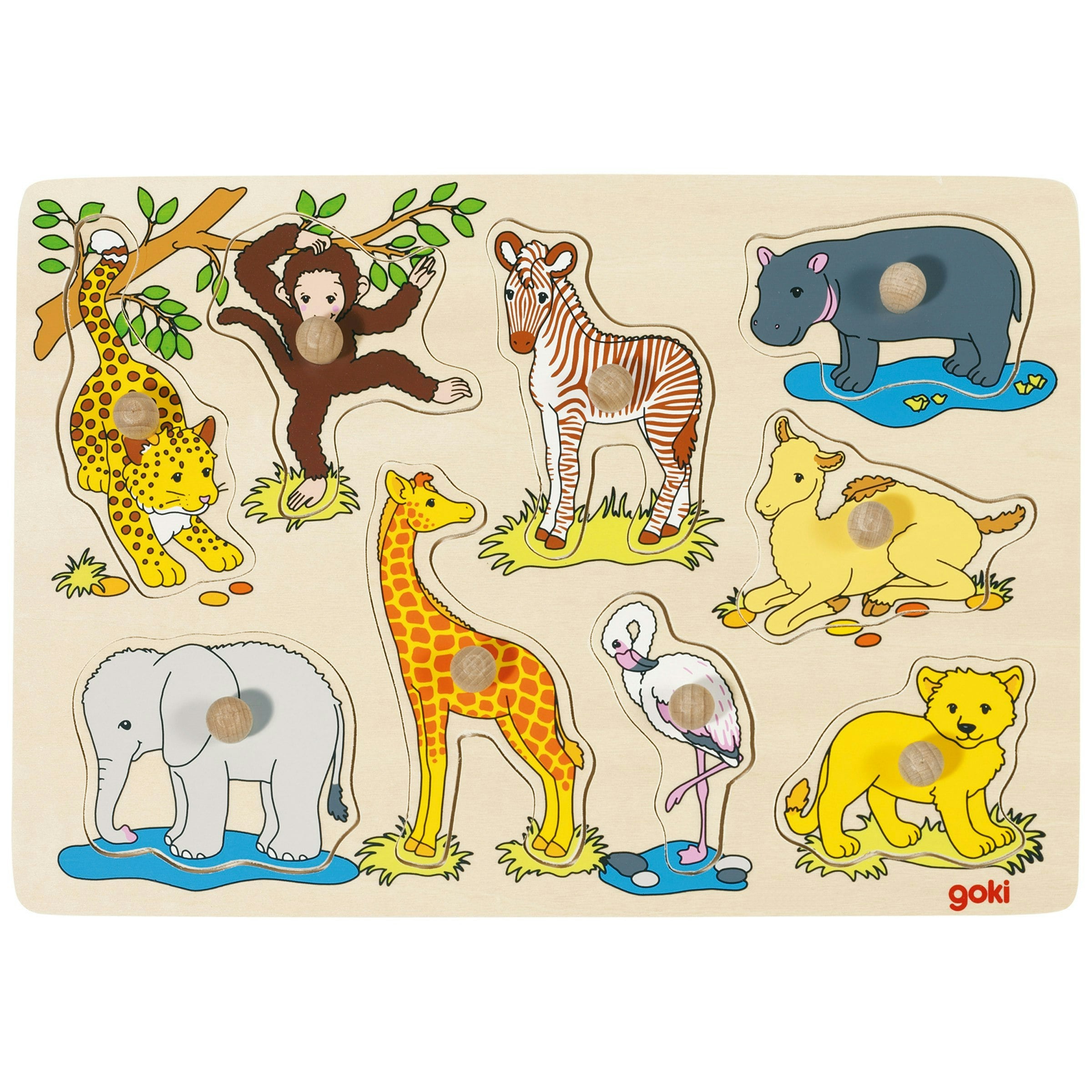 Goki Lift-Out Puzzle - African Baby Animals