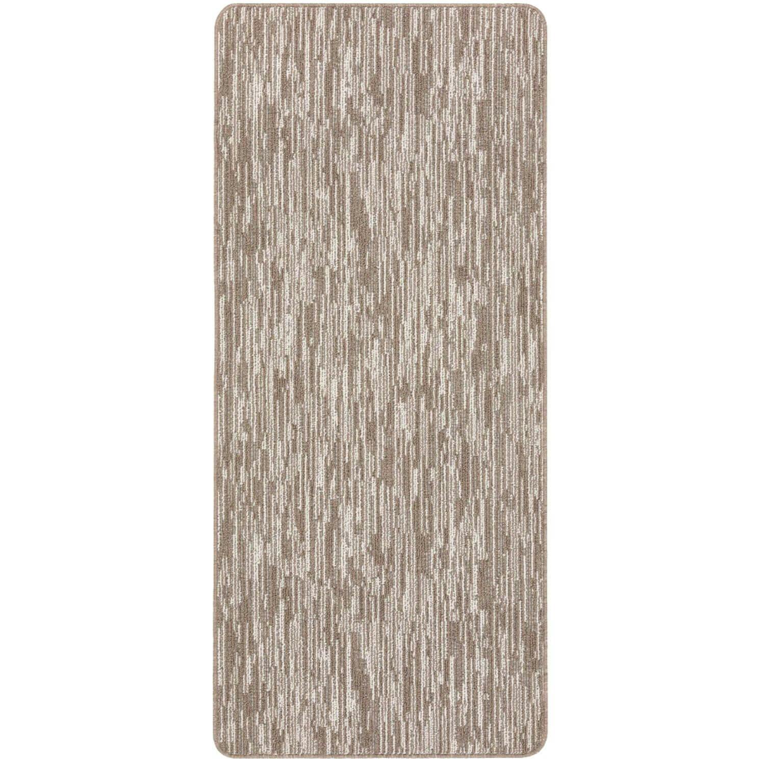 The Rugs Beige Washable Broken Striped Mat And Runner - 67X150 Cm
