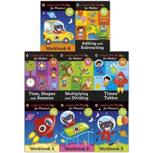 B&Q -  Ladybird I Am Ready Phonics Workbooks And Maths 8 Books Collection Set - Image 5
