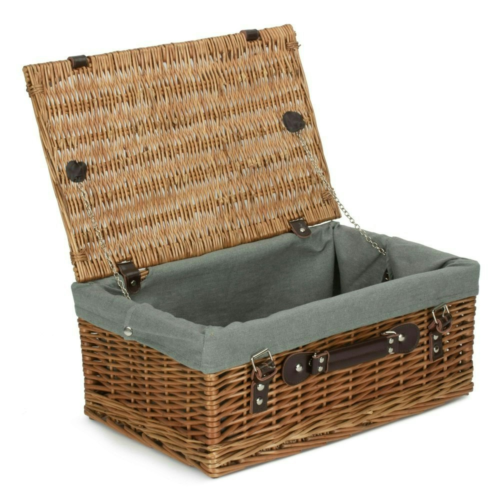 Red Hamper Red/Grey Hamper 46Cm Double Steamed Willow Wicker Picnic Basket