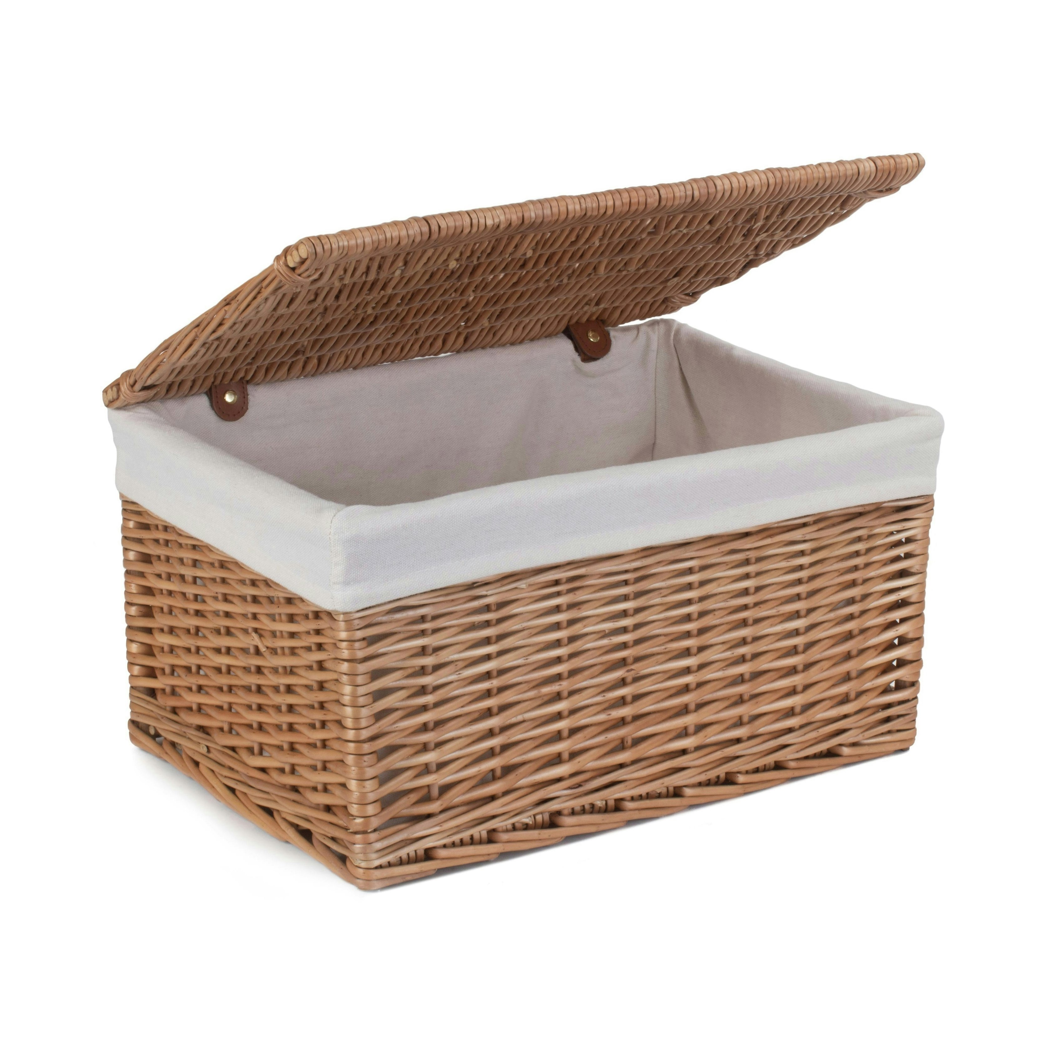 Red Hamper Red/Light Hamper Steamed Cotton Lined Wicker Storage Basket - Medium