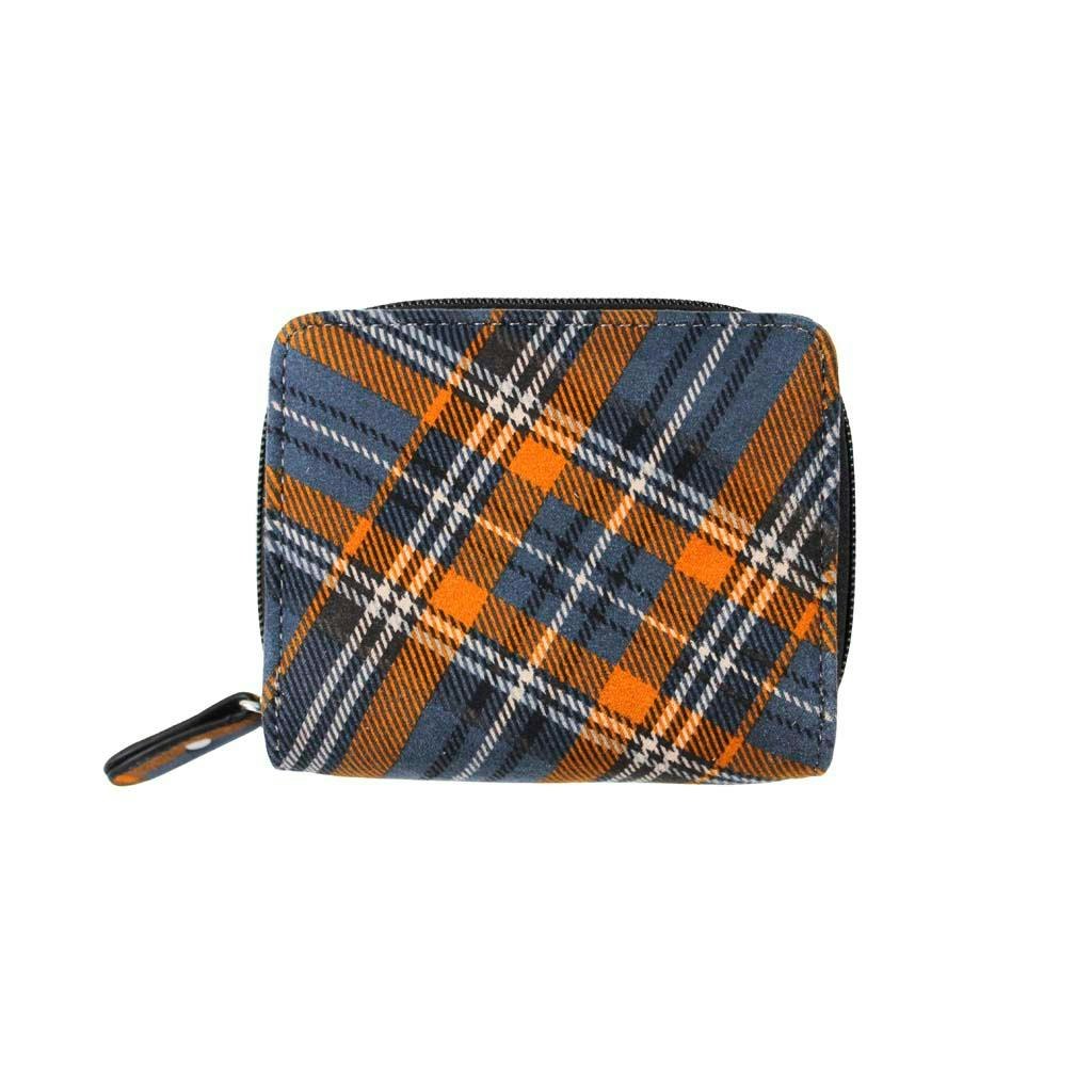 Heritage Traditions Moleskin Tartan Zip Purse - Petrol Tartan Moleskin