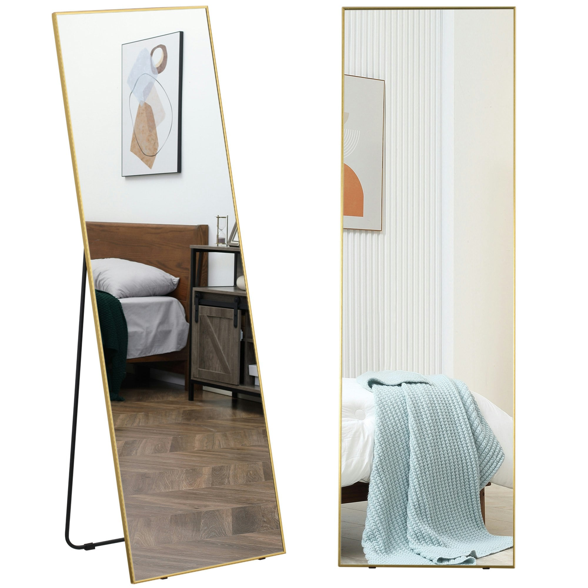 Photos - Wall Mirror HOMCOM Rackhams Full Length Mirror Dressing Mirror Wall-Mounted Entryway Silver Frame - Gold Tone 