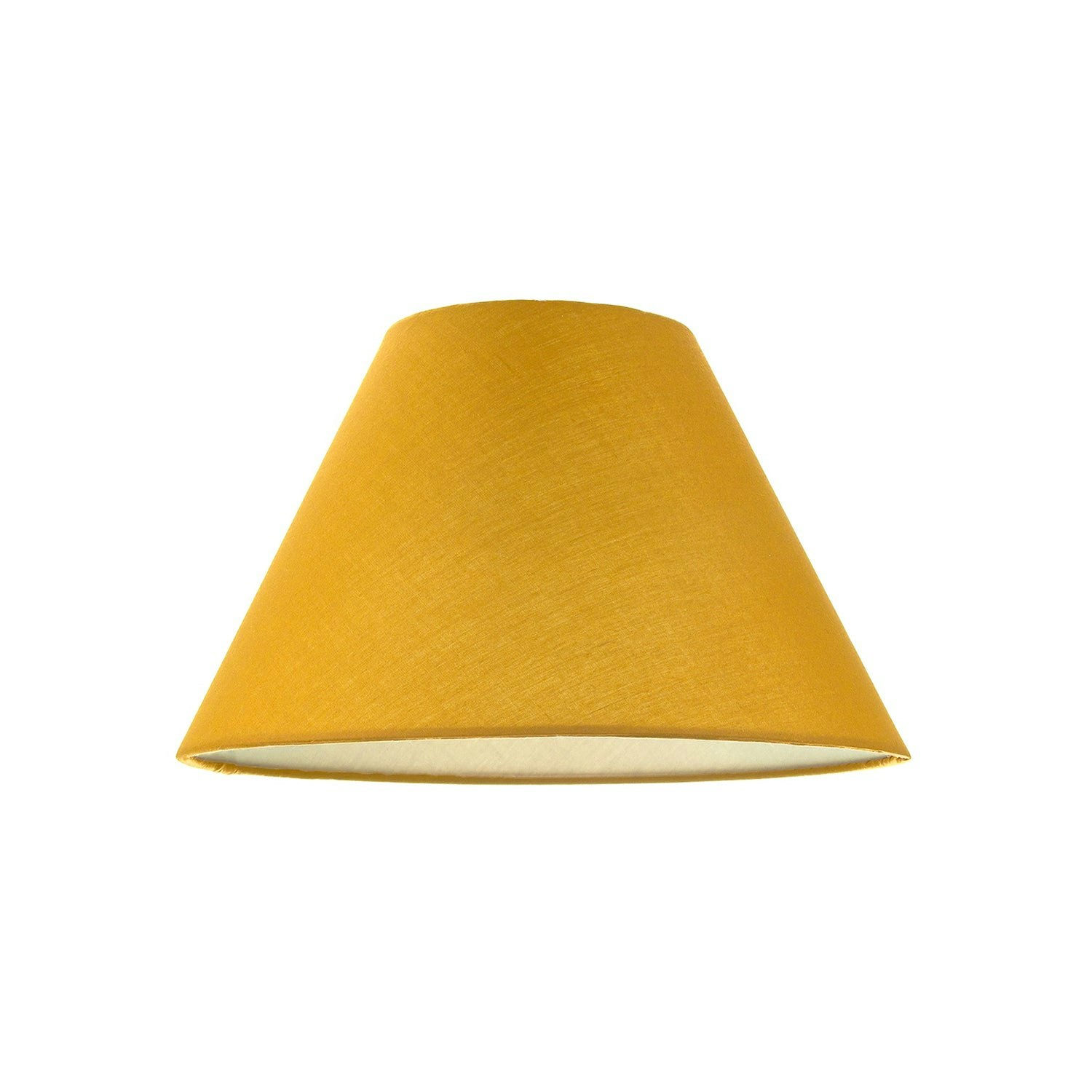 Happy Homewares White Traditional 8 Inch Mustard Ochre Cotton Fabric Coolie Lamp Shade