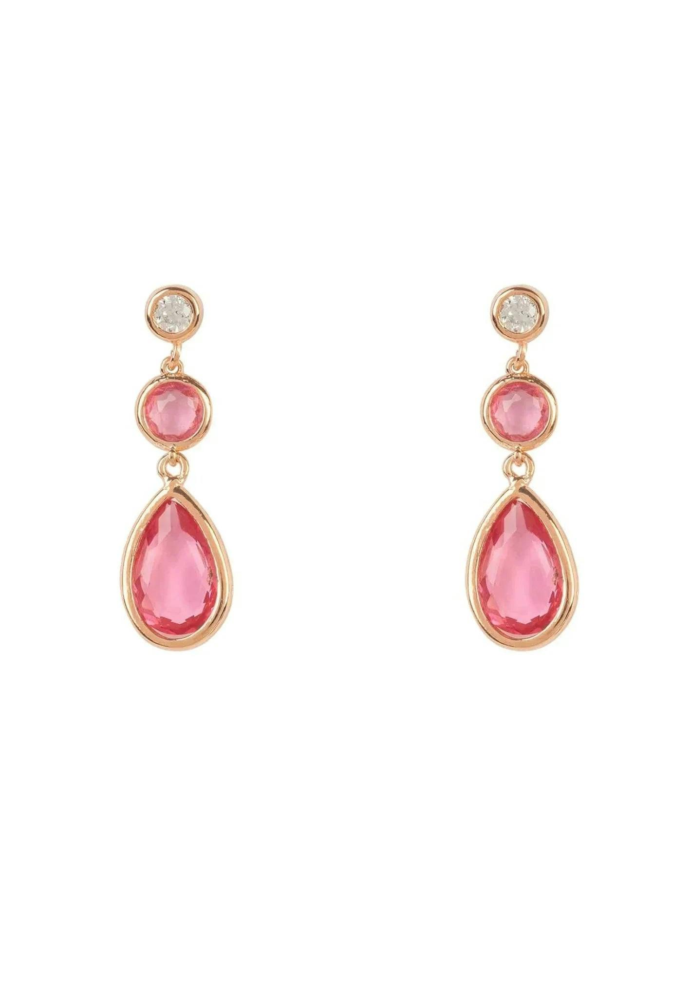 Latelita Gold/Pink Tuscany Gemstone Drop Earring Rose Tourmaline