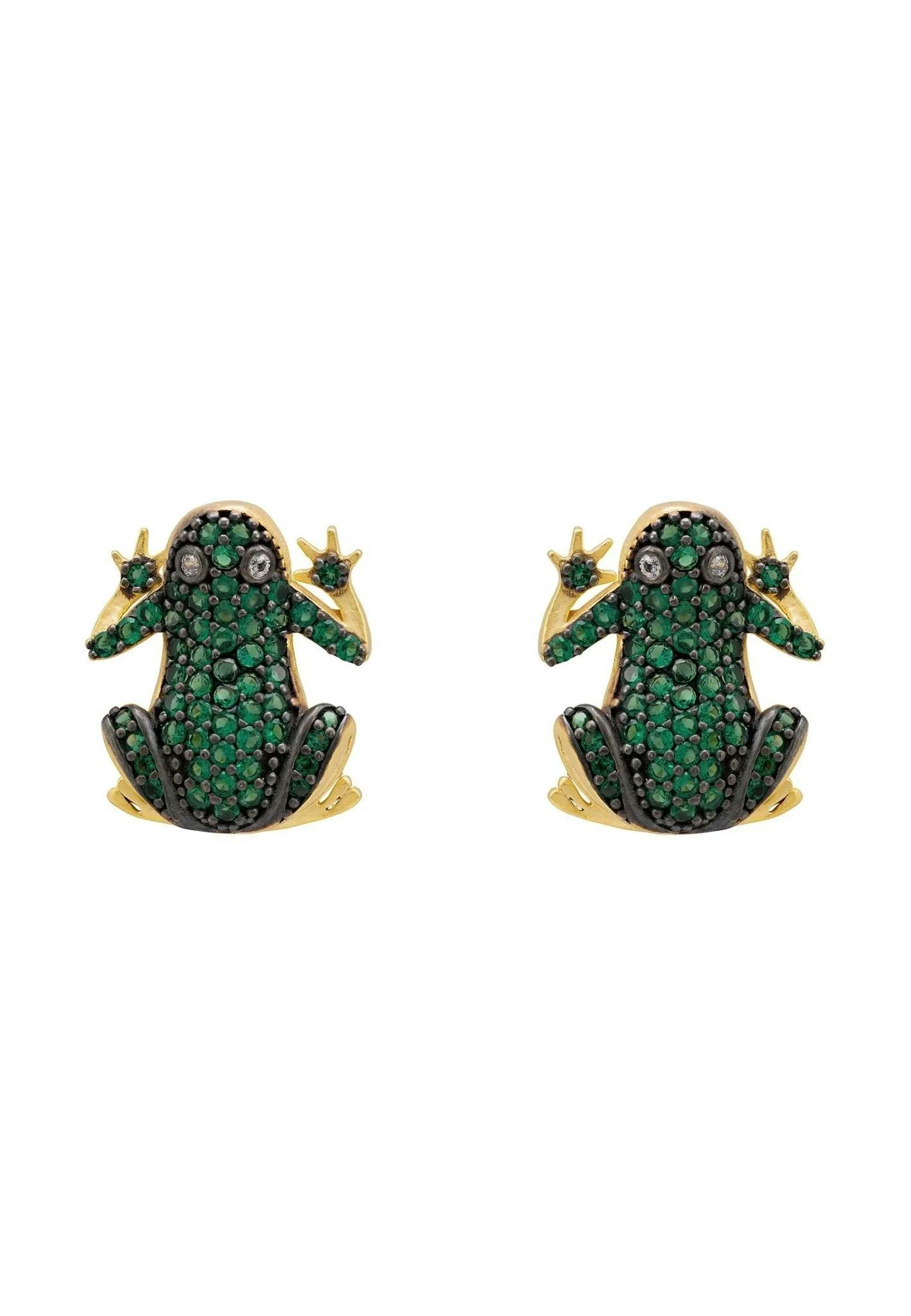 Latelita Gold Leap Frog Stud Earrings