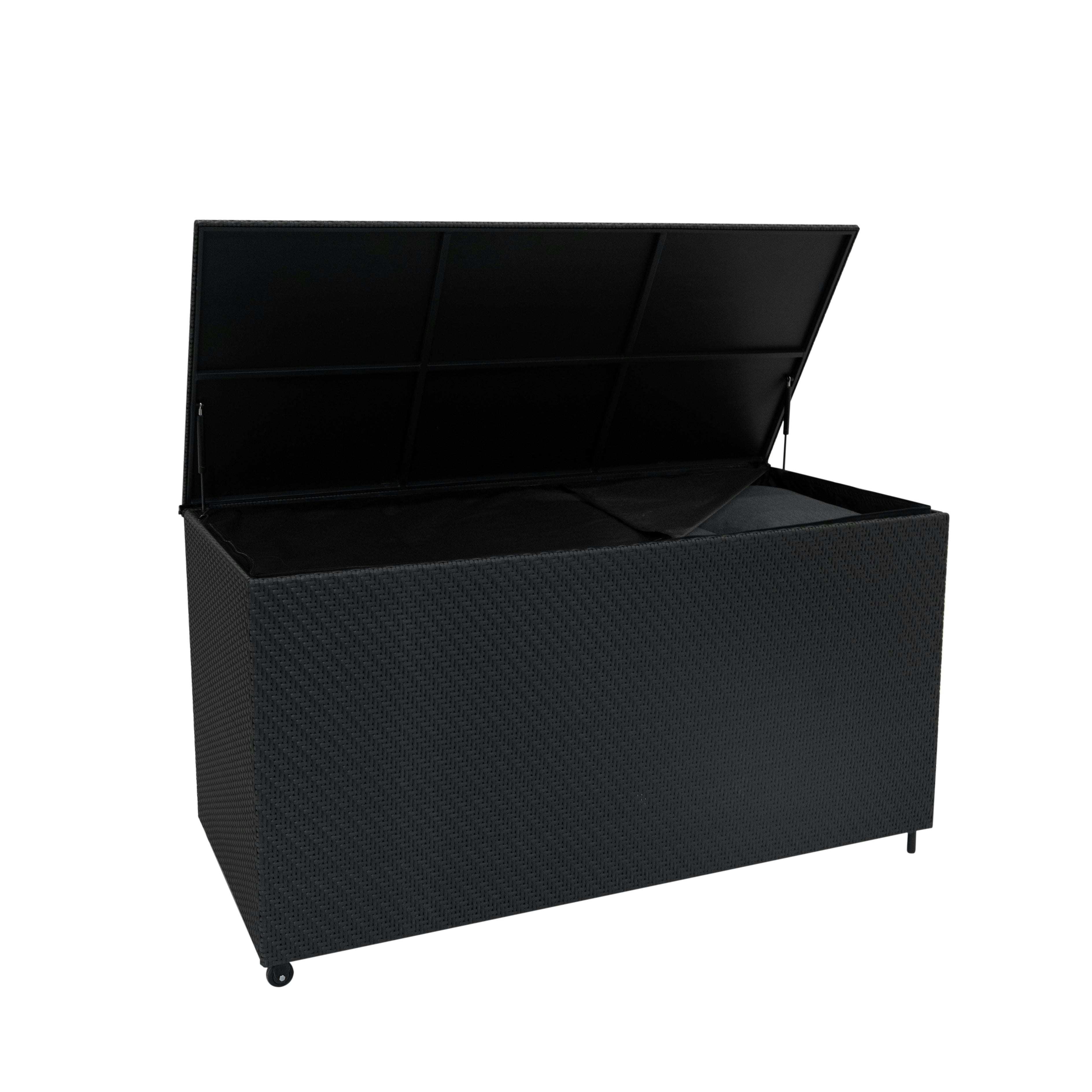 Jardi Black Serafina Rattan Cushion Storage Box 700L