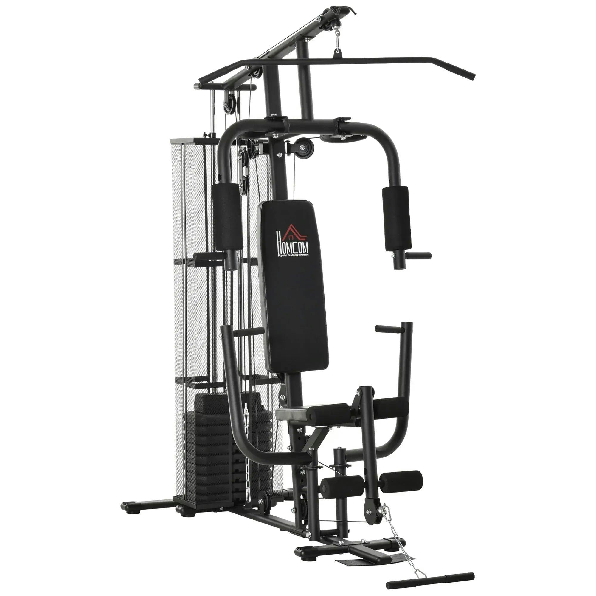 HOMCOM Home Gym Weight Training Station Fitness Machine - Black - Image 6