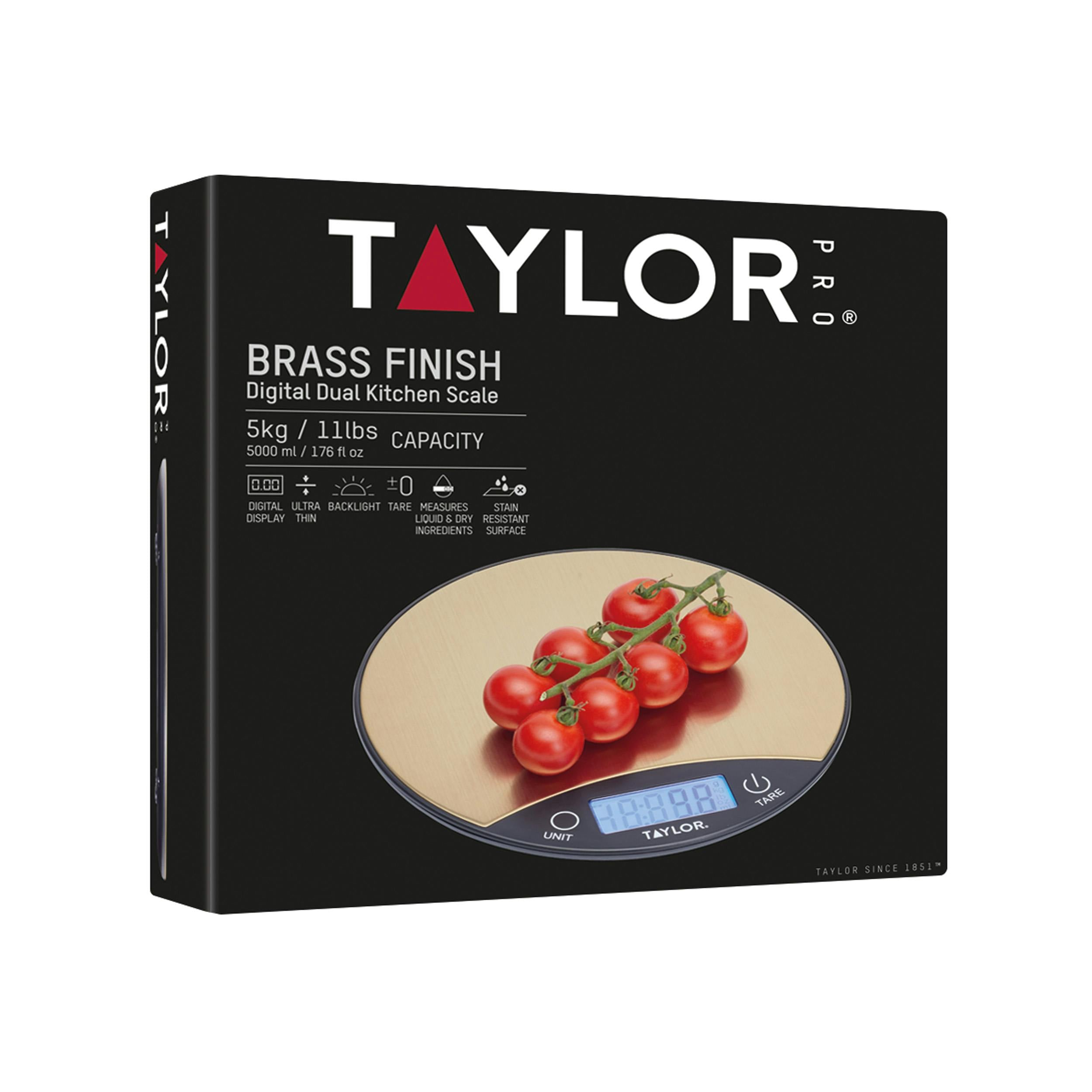 Taylor Unisex Grey Digital Dual 5Kg Kitchen Scales - Black & Brass In - Image 5