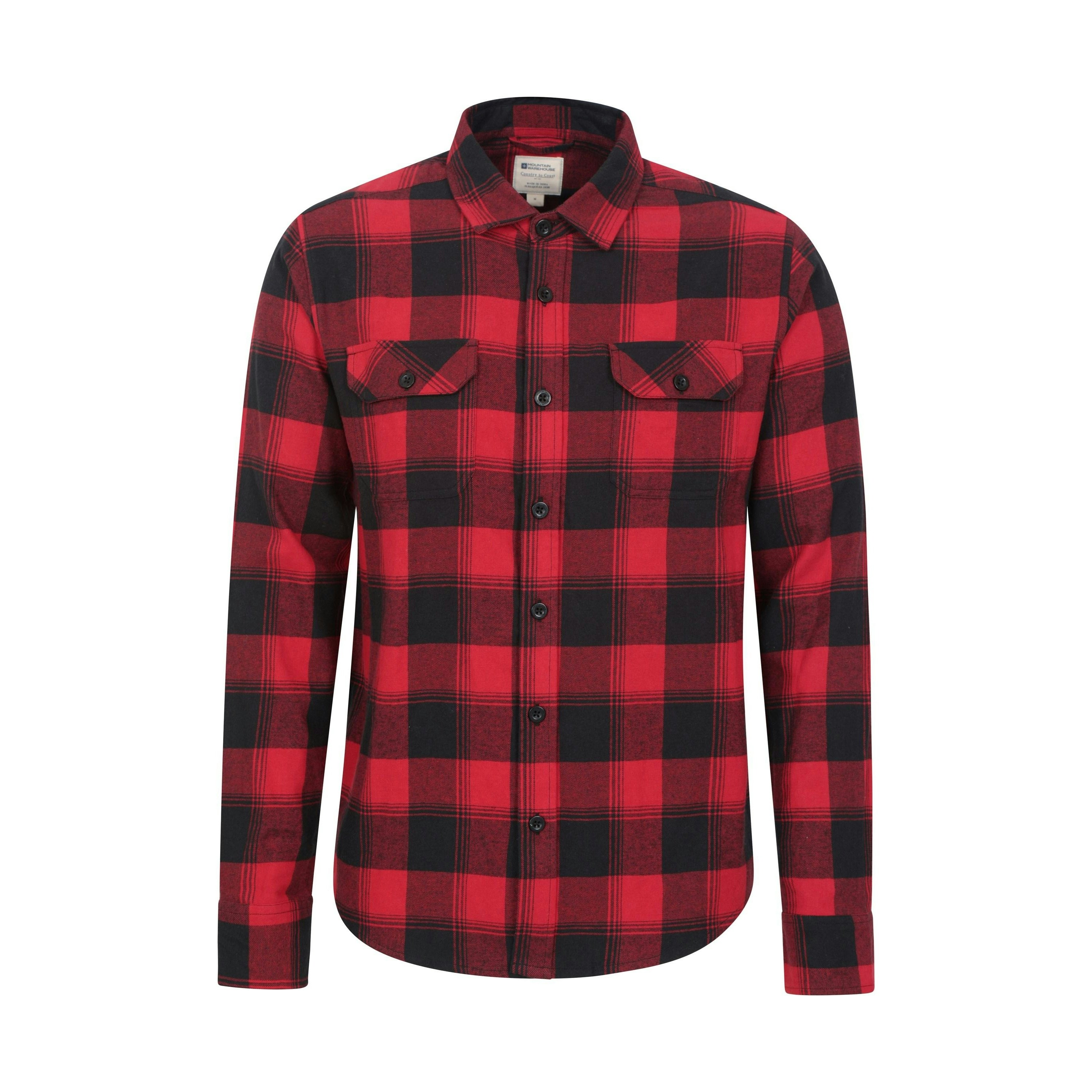 Mountain Warehouse Men's Red Trace Flannel Long-Sleeved Shirt - Large