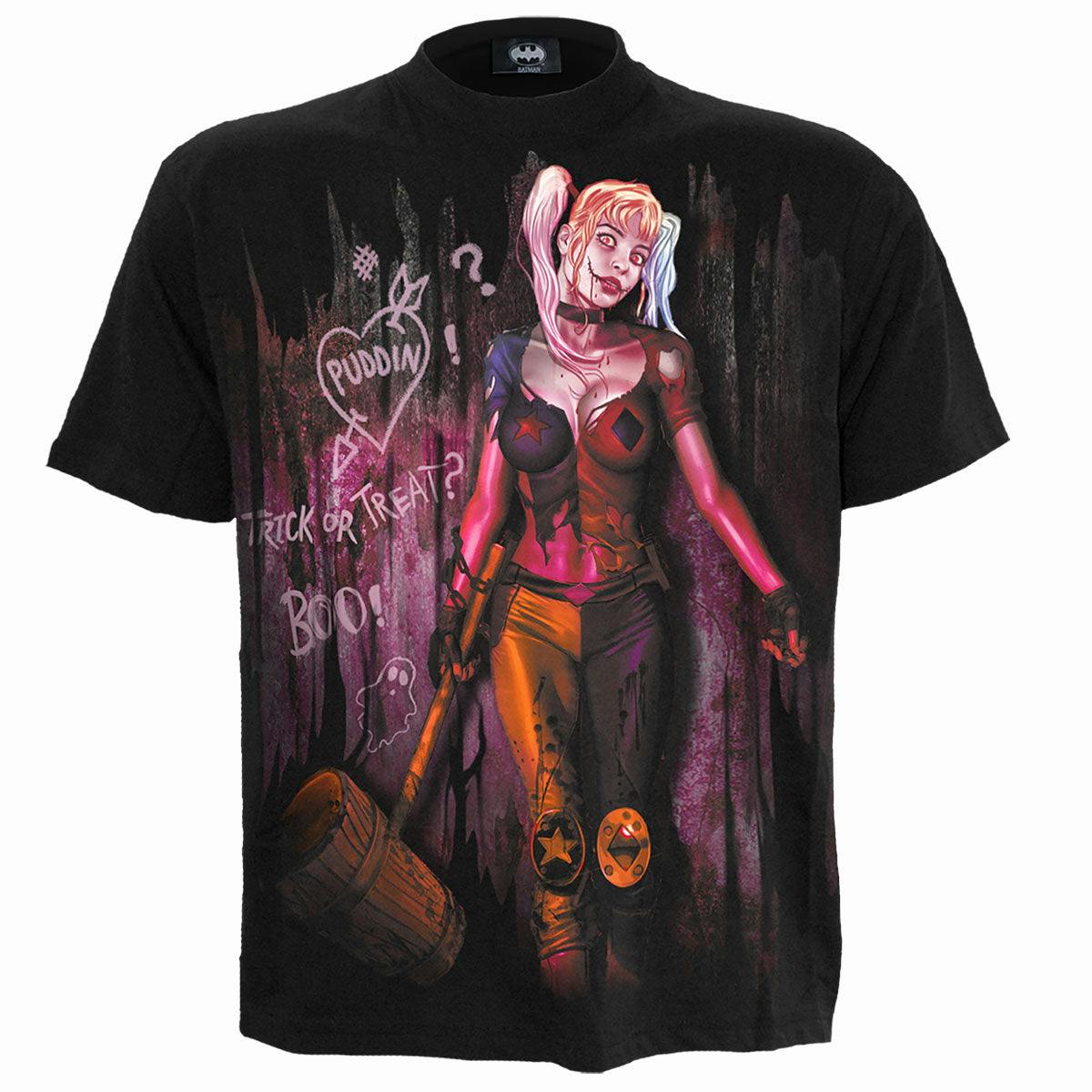 Spiral Direct Black Harley Quinn - Trick Or Treat - Front Print T-Shirt - Xxl - Digital - Digital