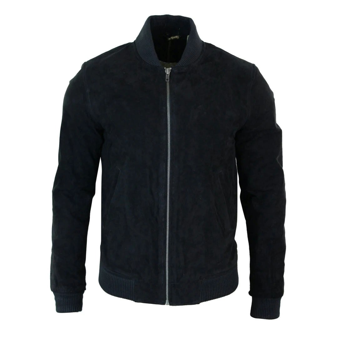 Infinity Leather Men's Black Leather Company Suede Leather Varsity Bomber College Jacket Classic Camel - Medium