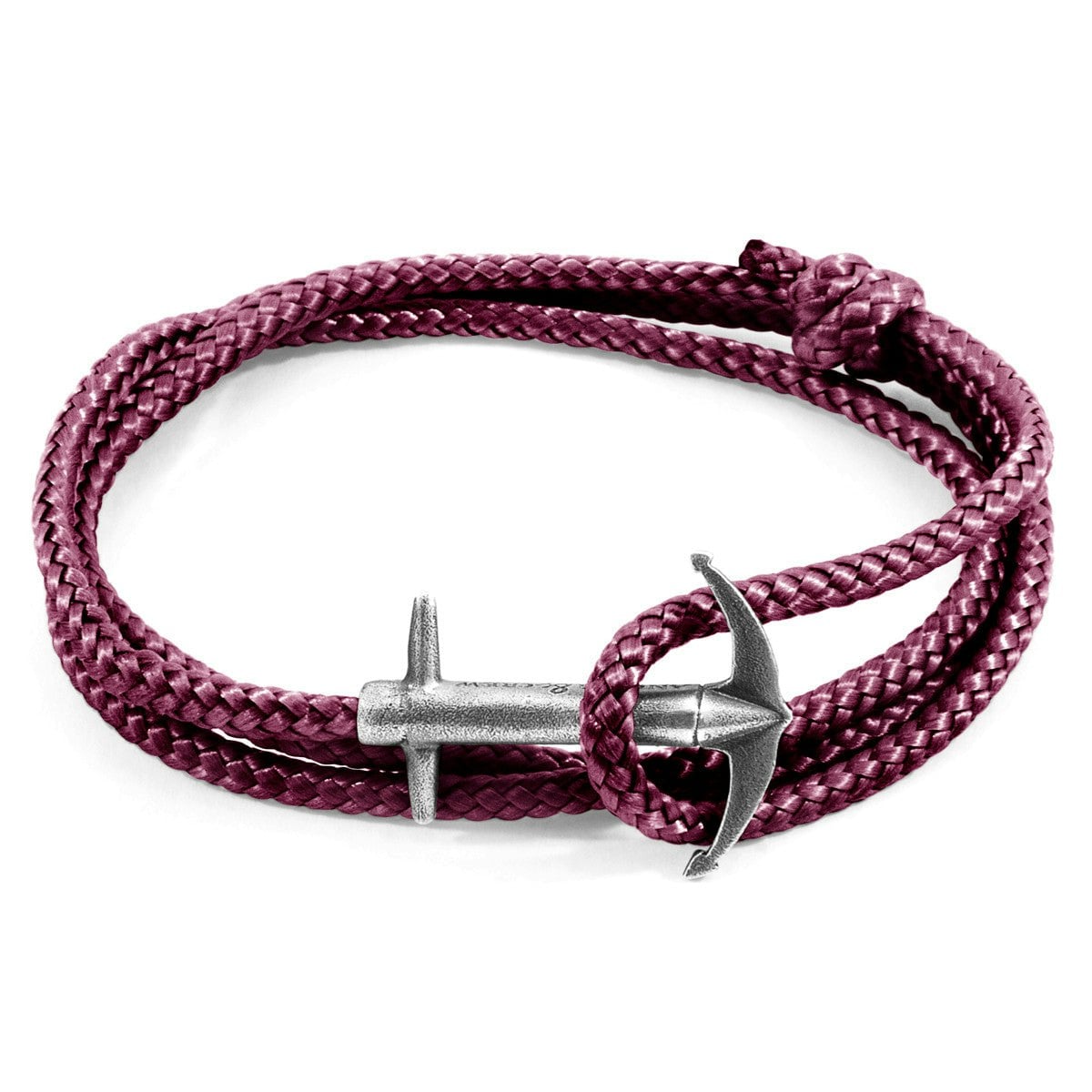 Anchor & Crew Purple/Silver Aubergine Admiral Anchor And Rope Bracelet