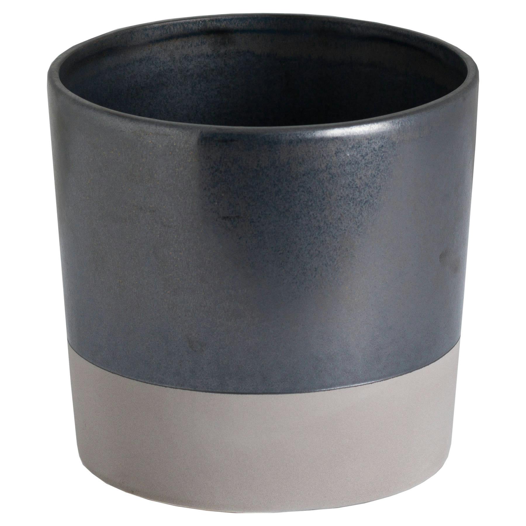 Rackhams Grey Metallic Ceramic Planter - L - 100% Ceramic