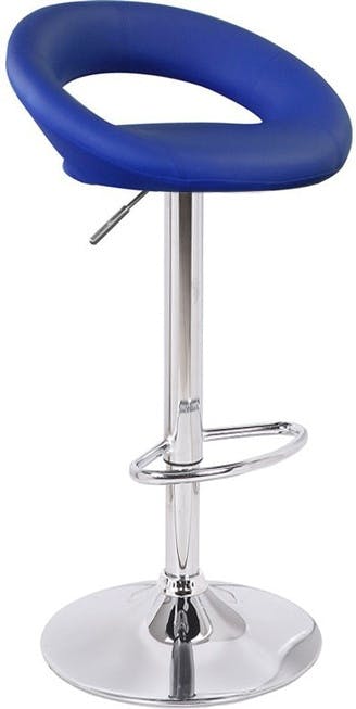 Lamboro Blue Sorrento Kitchen Bar Stool, Chrome Footrest, Height Adjustable Swivel Gas Lift, Home Bar & Breakfast Faux-Leather Barstool,